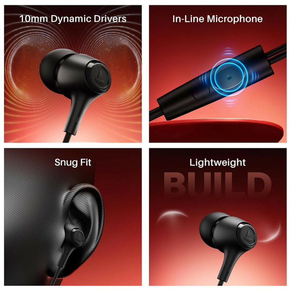 boAt Bassheads 95 with Wired in Ear Phones ,120Cm Cable & 3.5Mm Jack(Active Black)