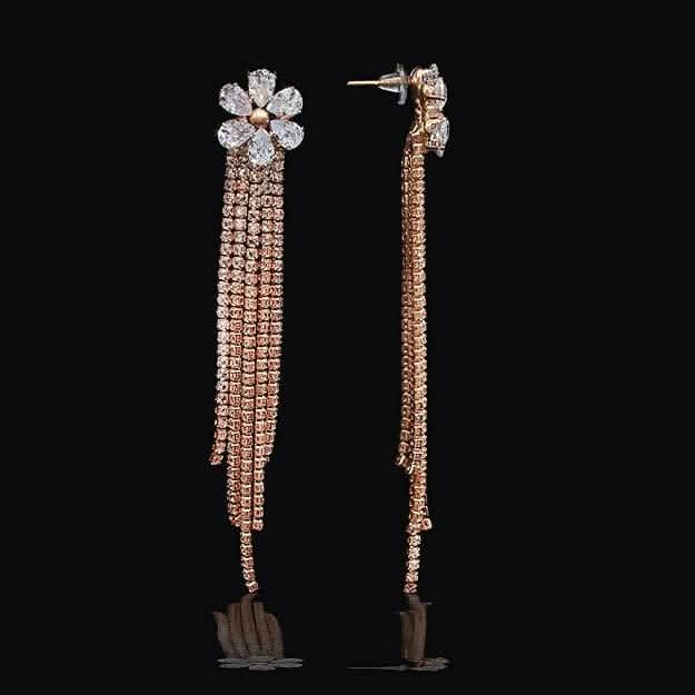 Dazzling Crystal Earrings Rose Gold Finish for Girls and Women MK Collections