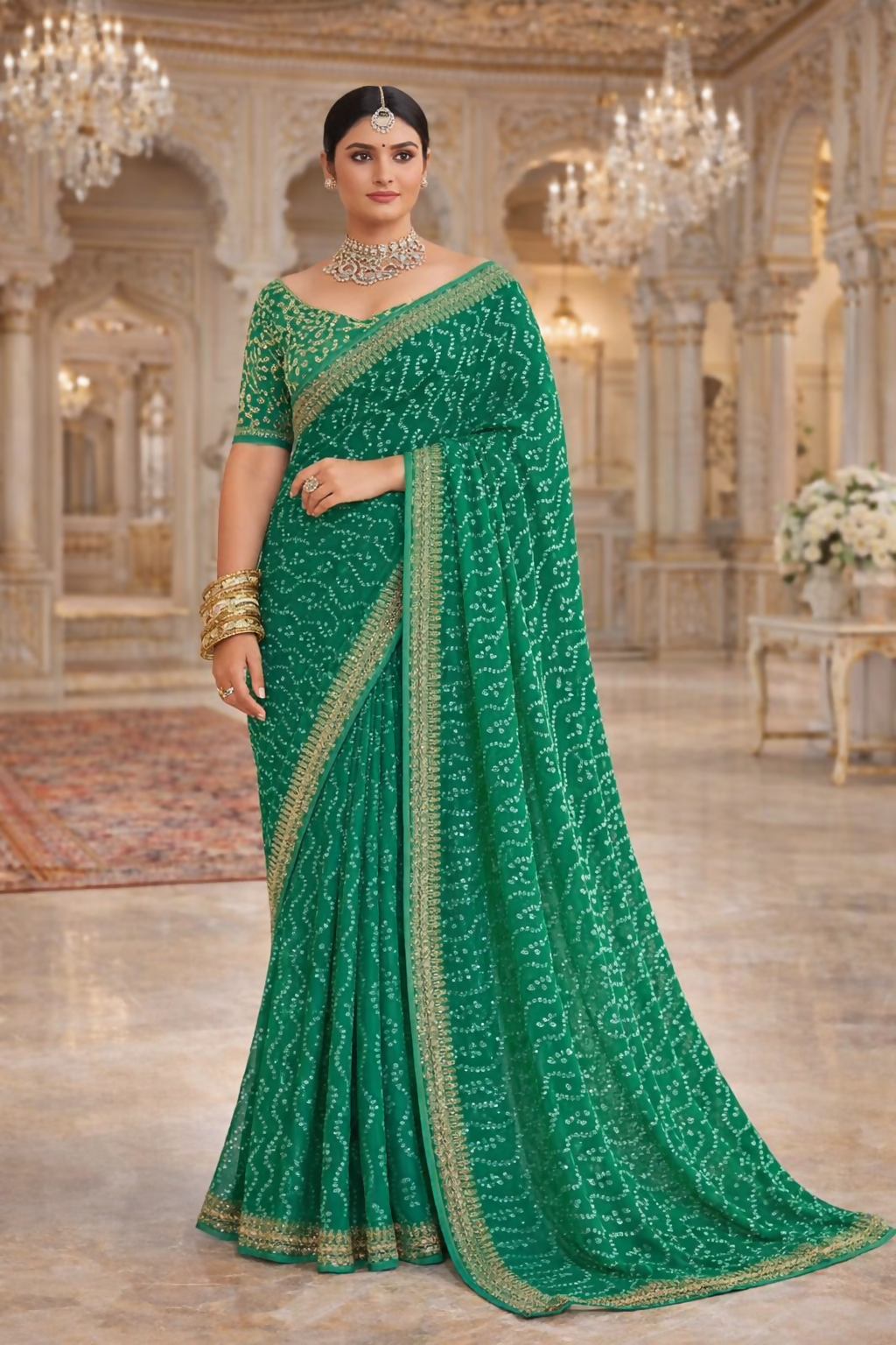 Designer Traditional Synthetic Printed Saree with Zari Border Party Wear Kalyani silks and sarees