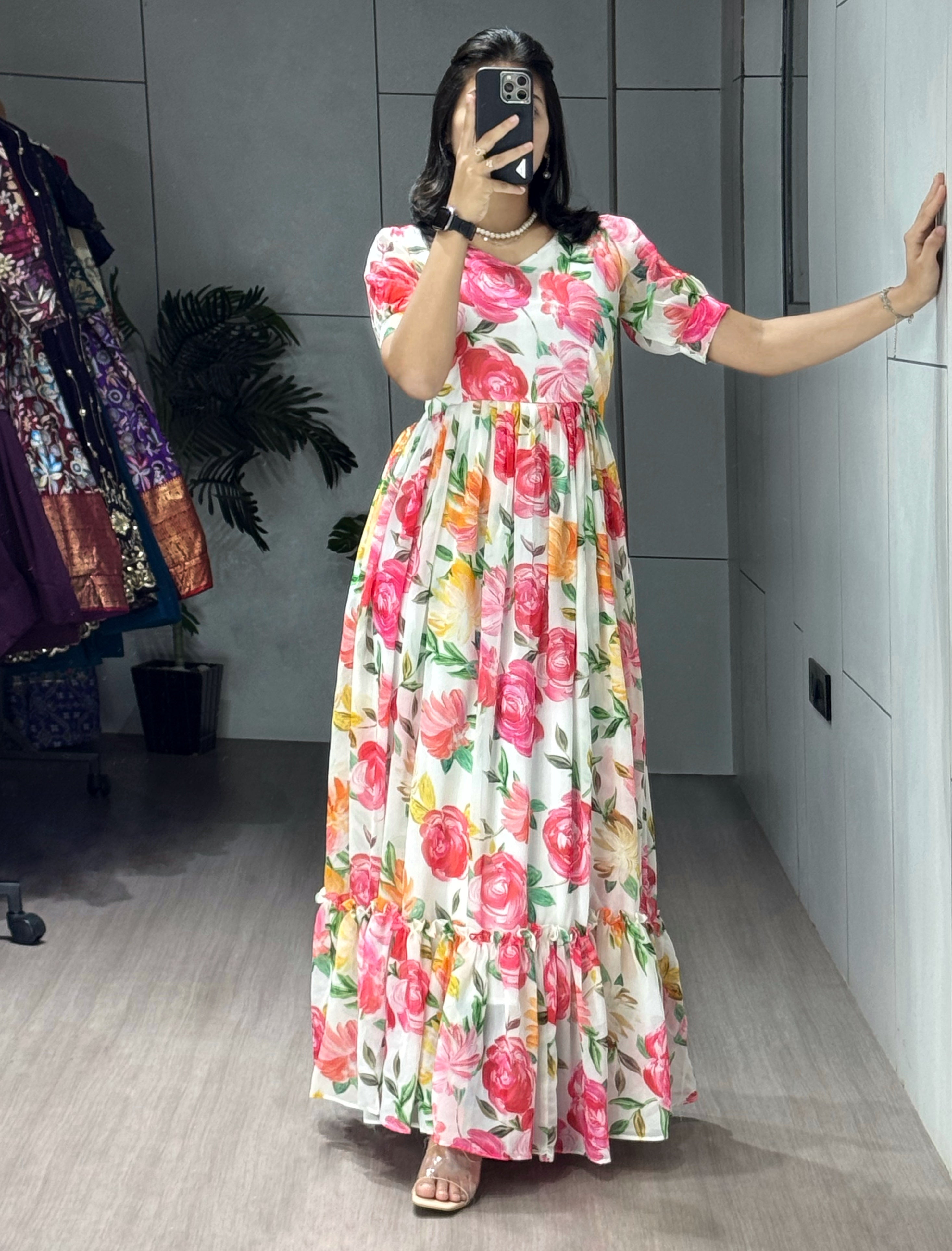 Ethereal Floral Flairy Kurtis cum One Piece