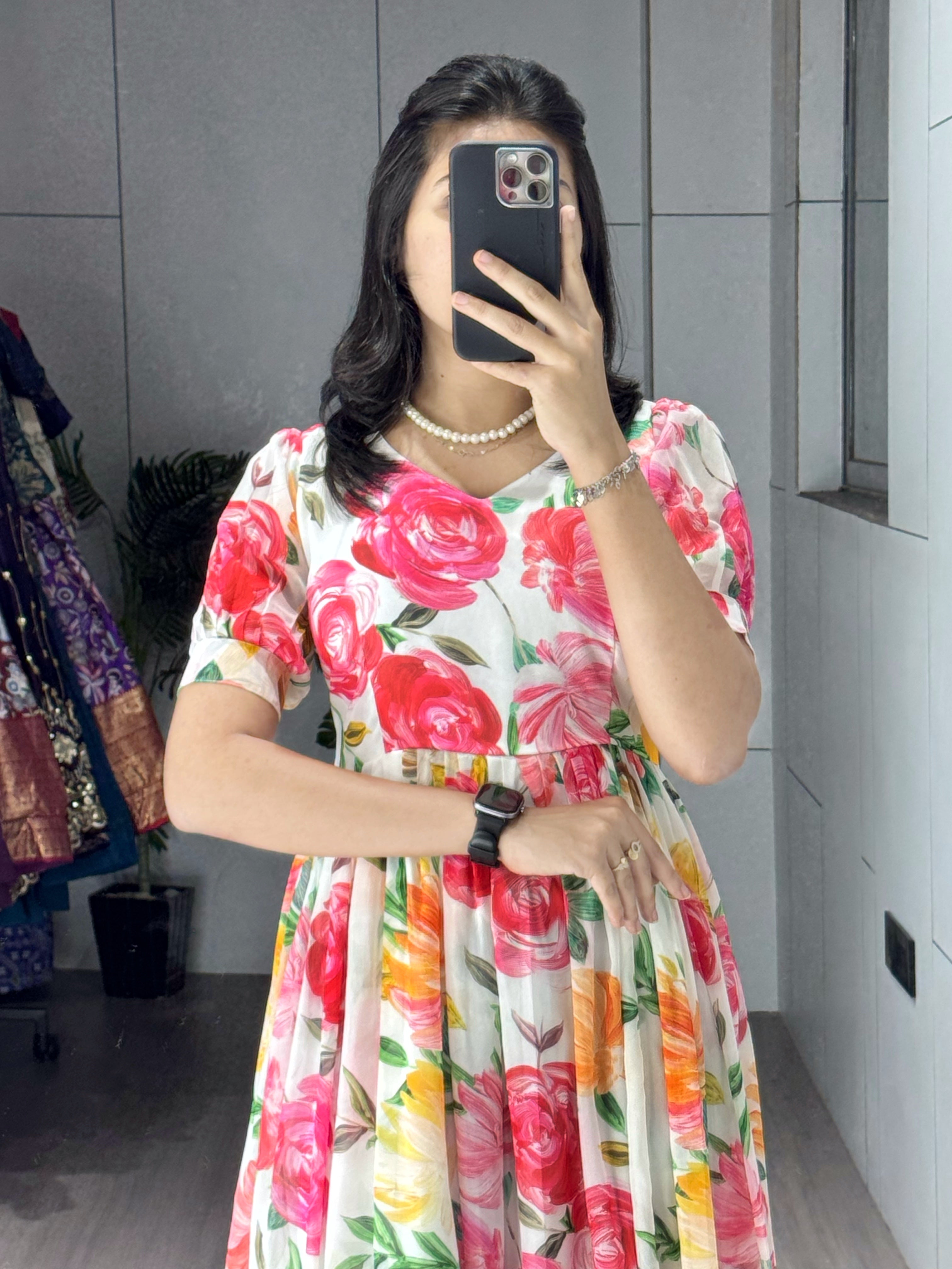 Ethereal Floral Flairy Kurtis cum One Piece