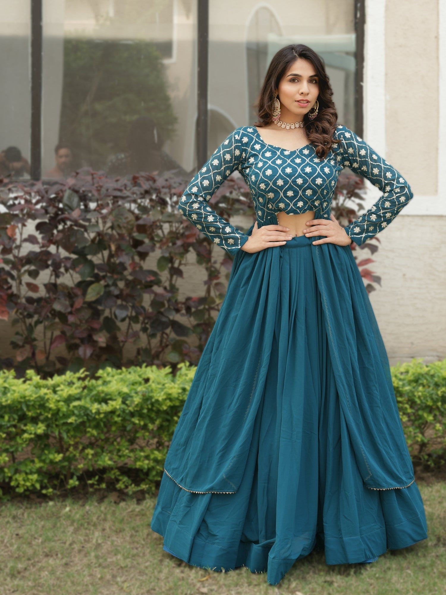Trending Gorgette Lehenga With Traditional Embroidery Top
