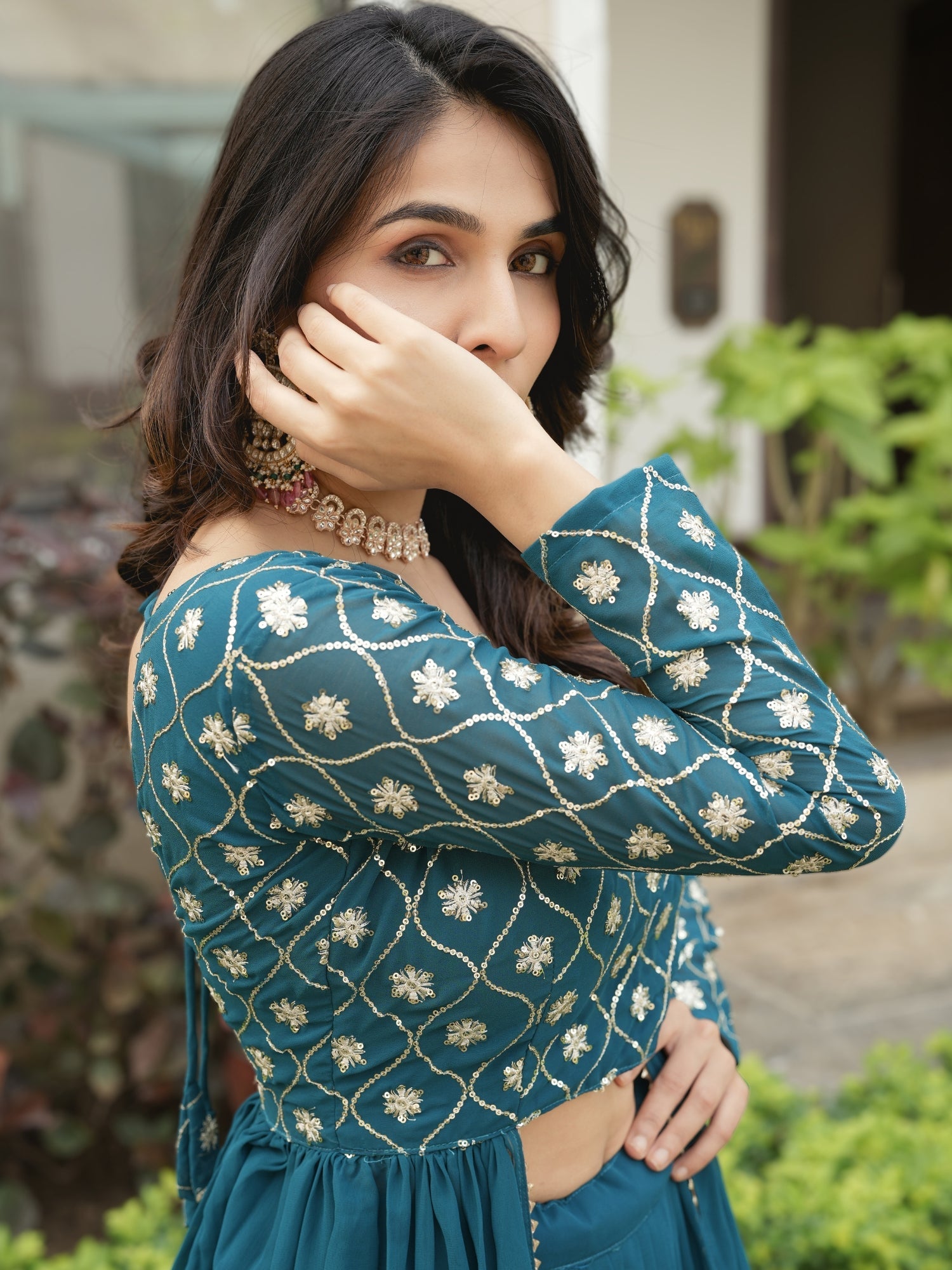 Trending Gorgette Lehenga With Traditional Embroidery Top