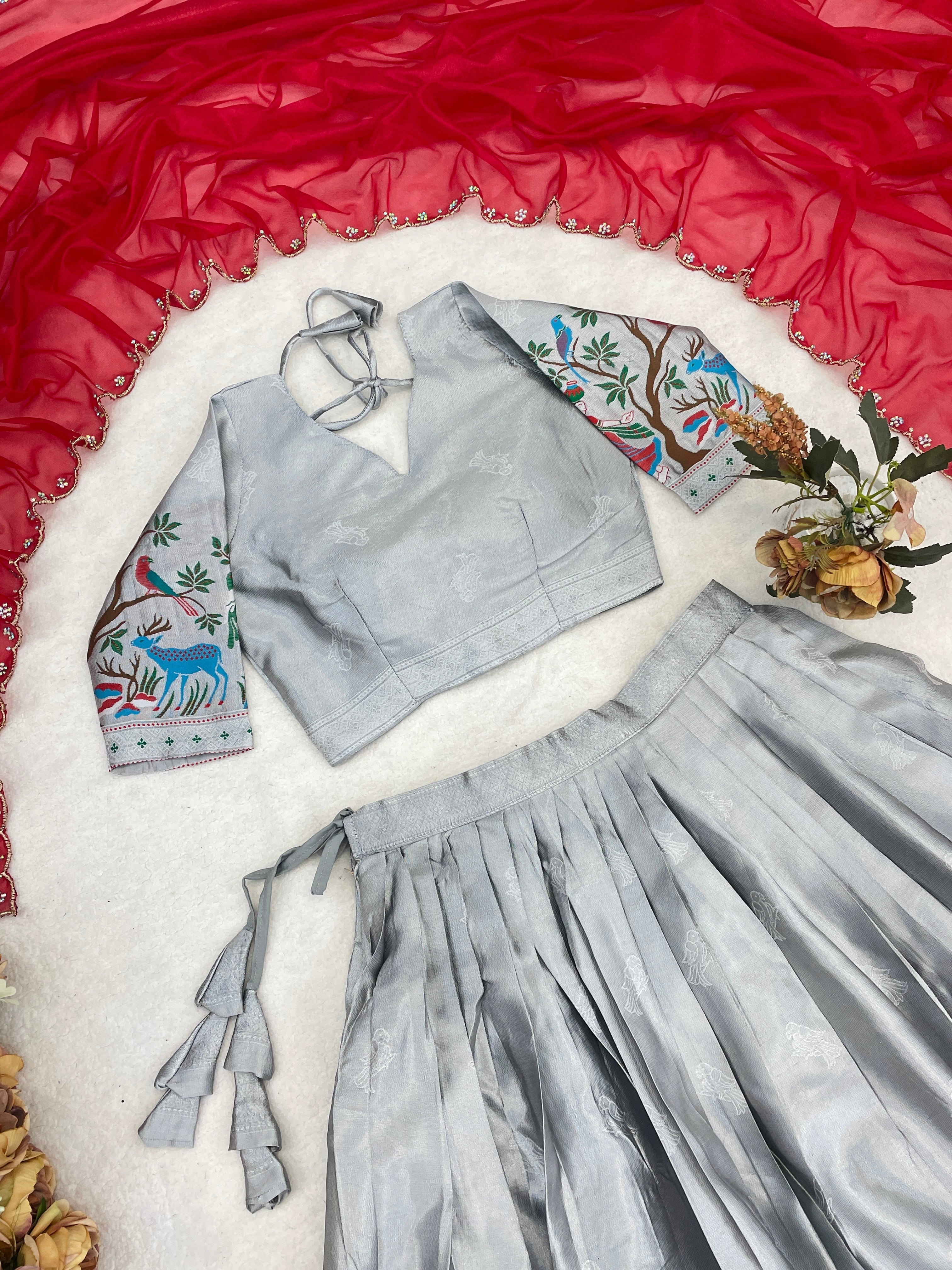 New Arrivals Silver Silk Traditional Lehenga