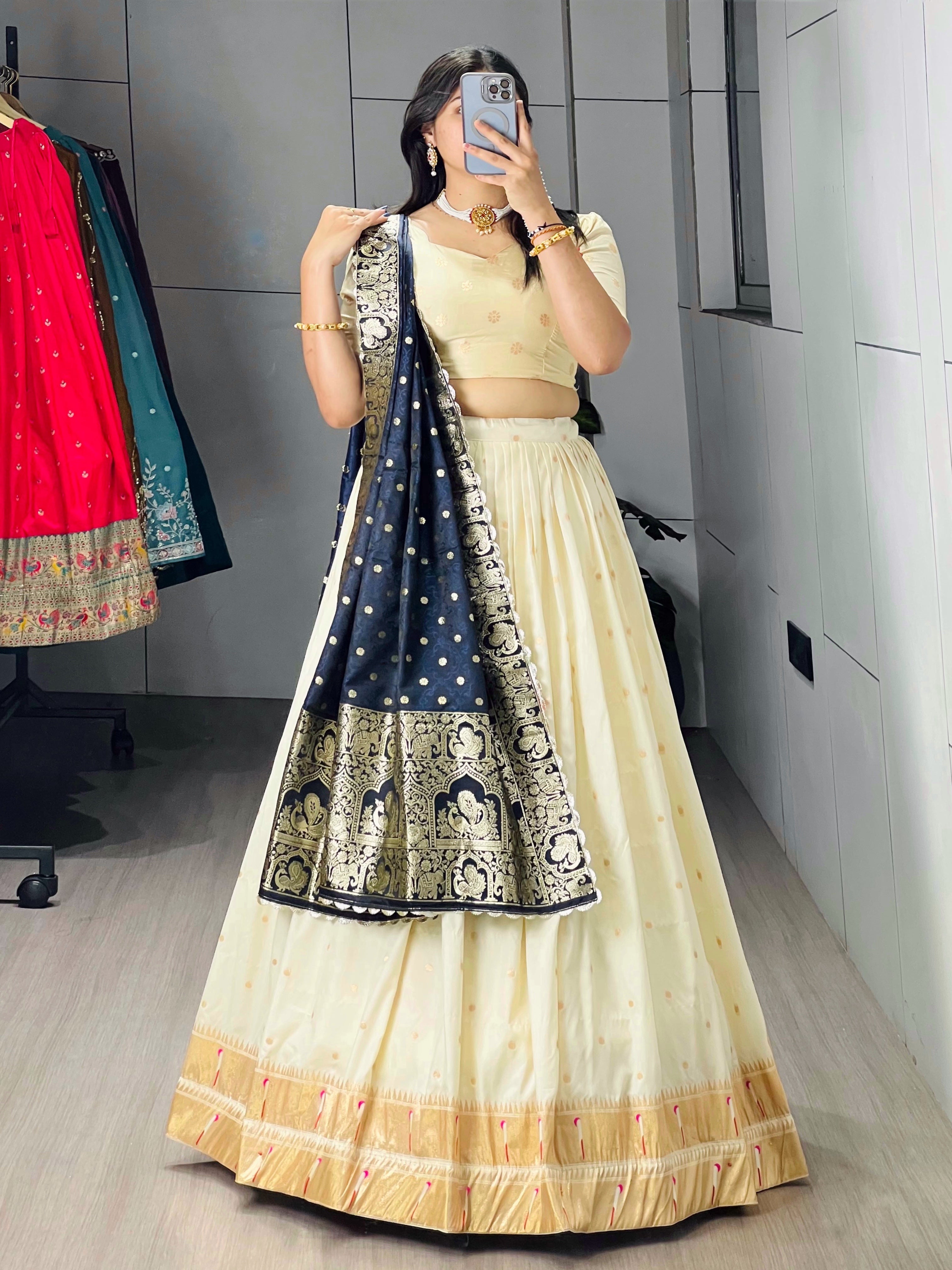 Designer Paithani Zari Weaving Lehenga Choli With Dupatta