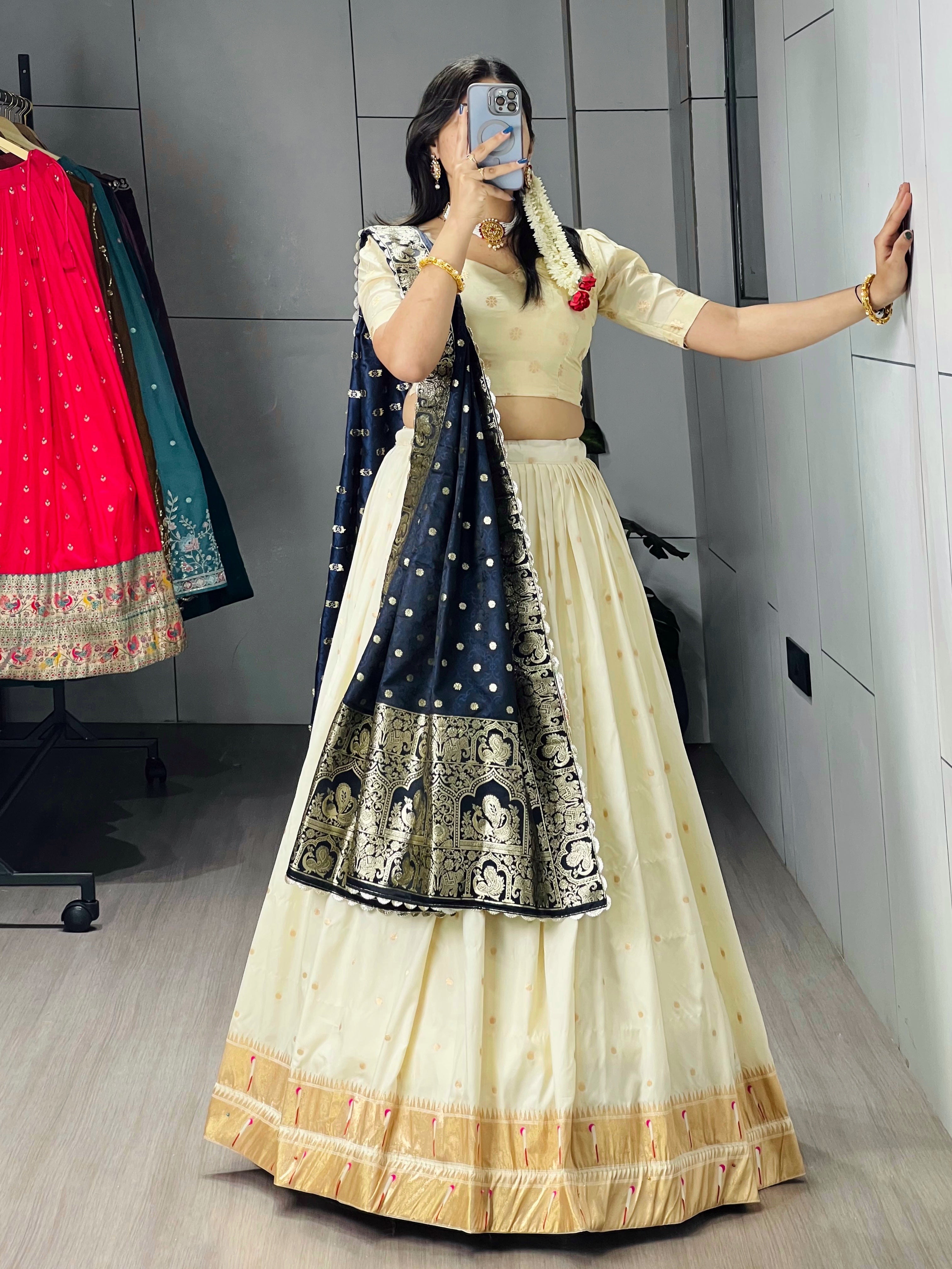 Designer Paithani Zari Weaving Lehenga Choli With Dupatta