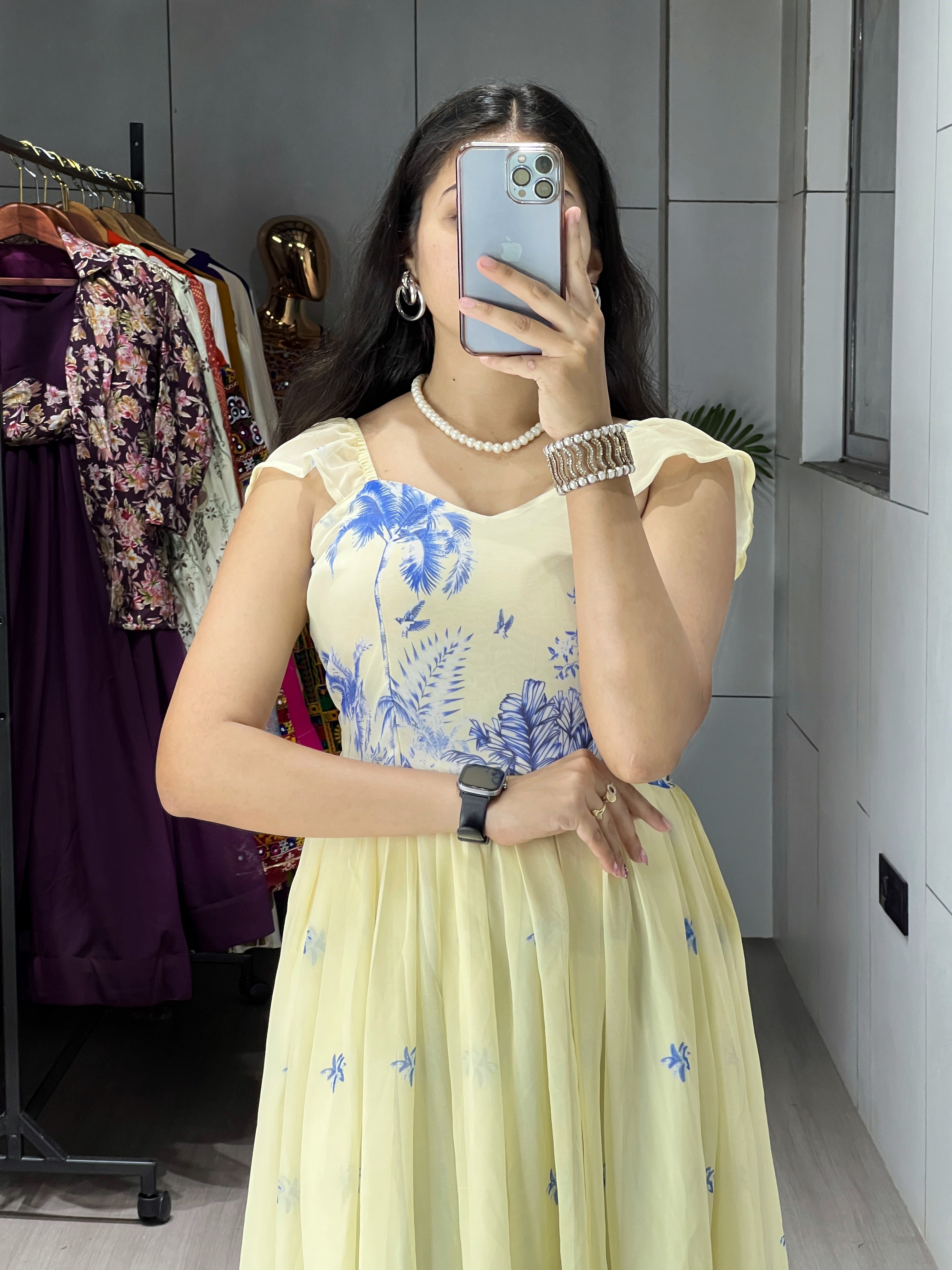 Letest Trending Royal Blue Frill Kurti