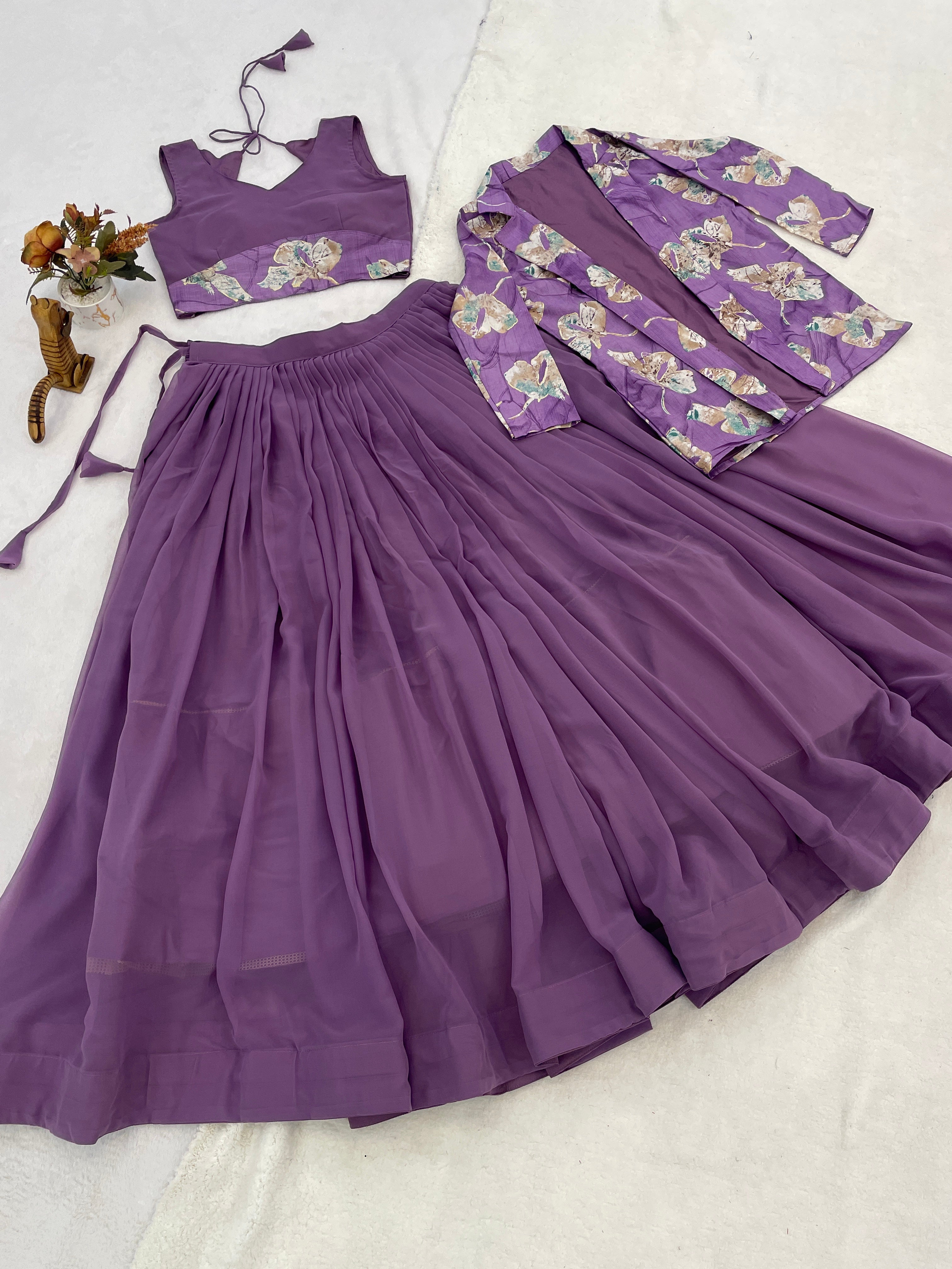 Letest Designer Lehenga Set with Floral Print Jacket