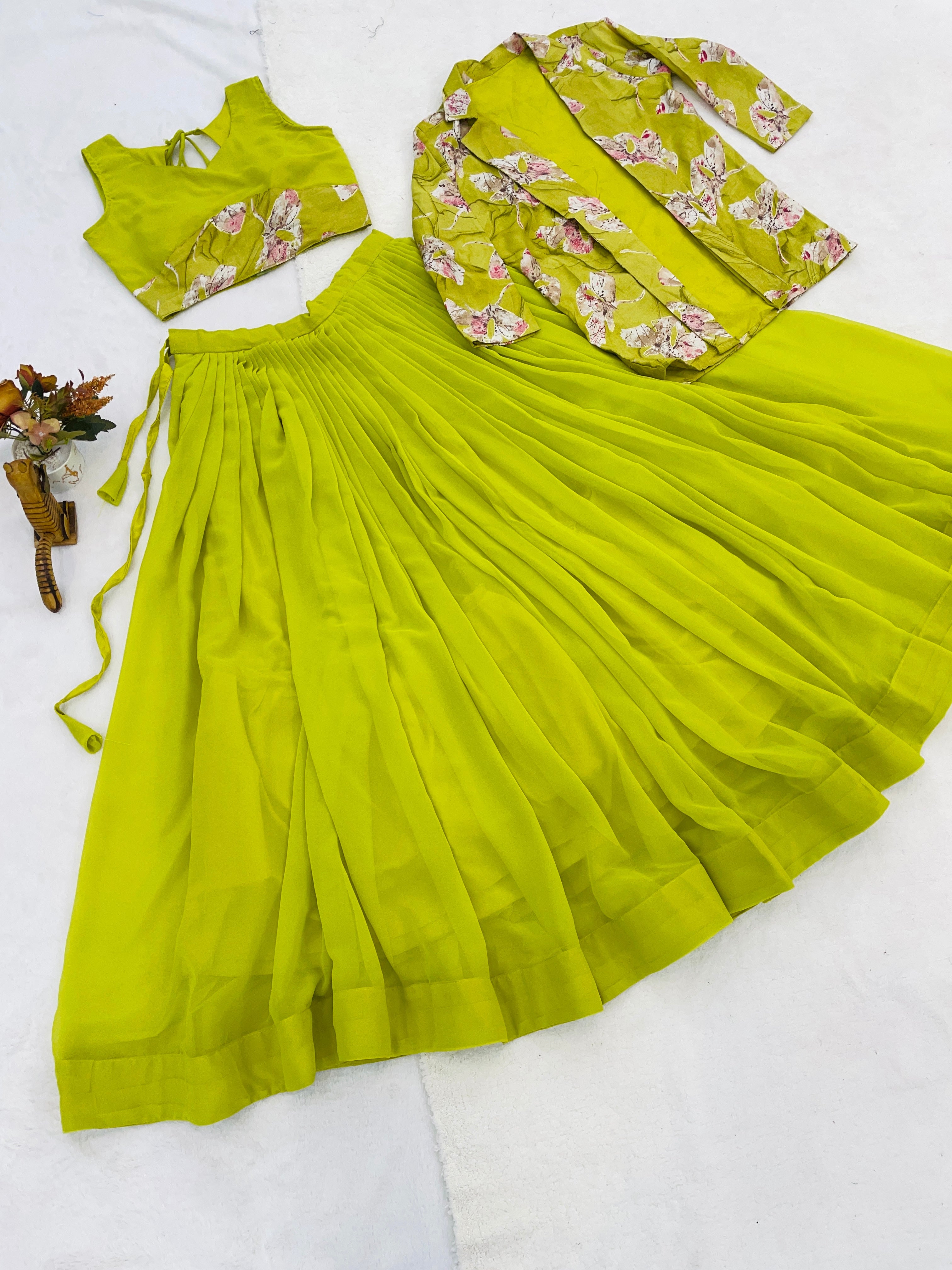 Letest Designer Lehenga Set with Floral Print Jacket