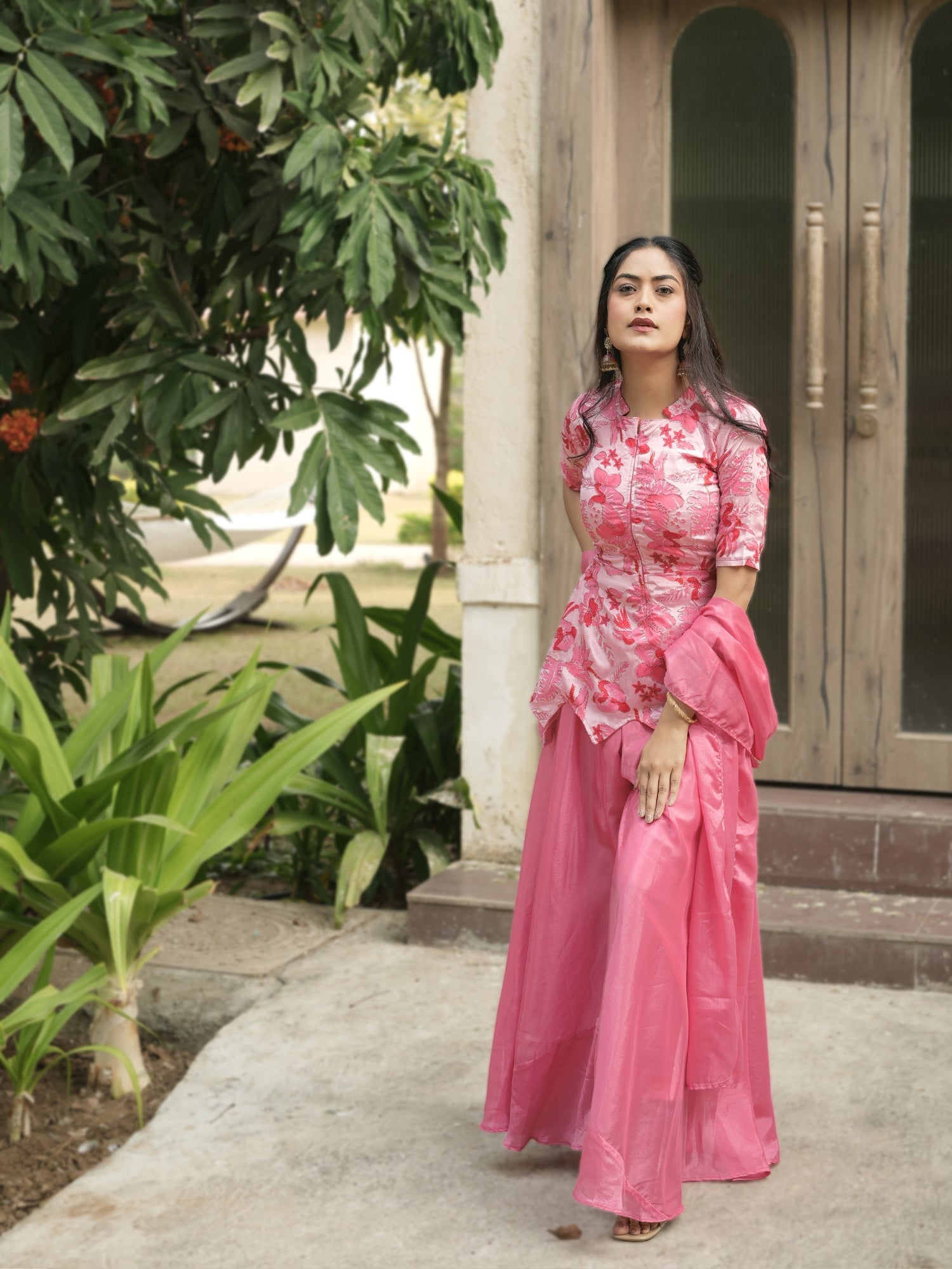 Letest Fancy Top-Plazo With Dupatta Sets