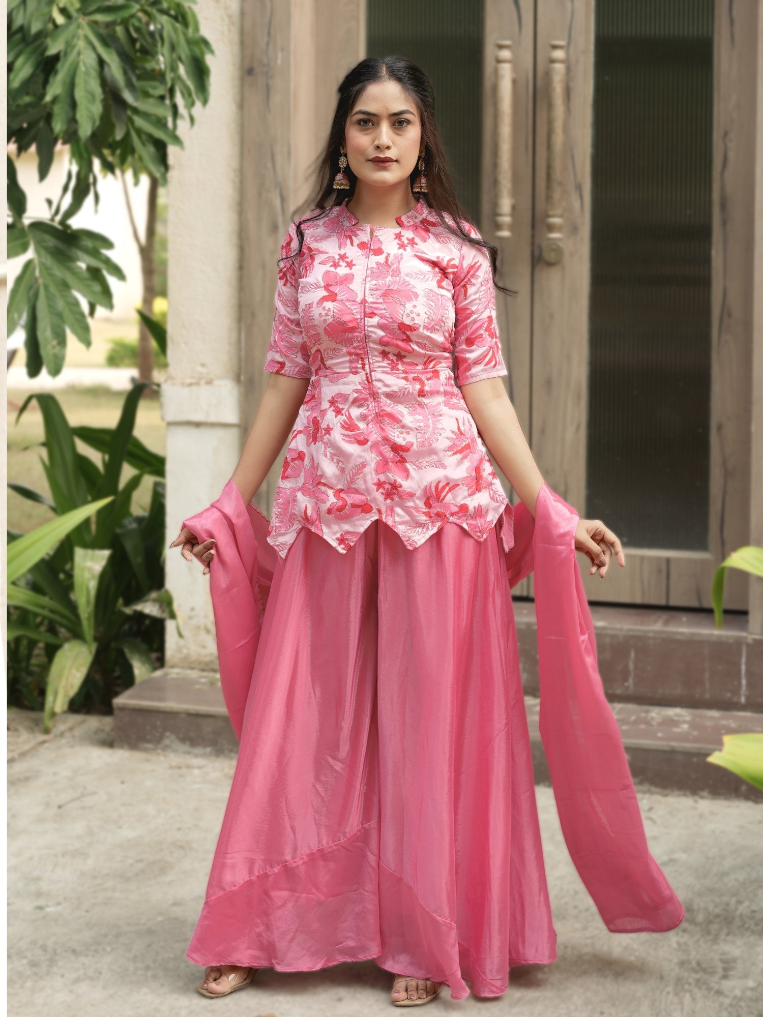 Letest Fancy Top-Plazo With Dupatta Sets
