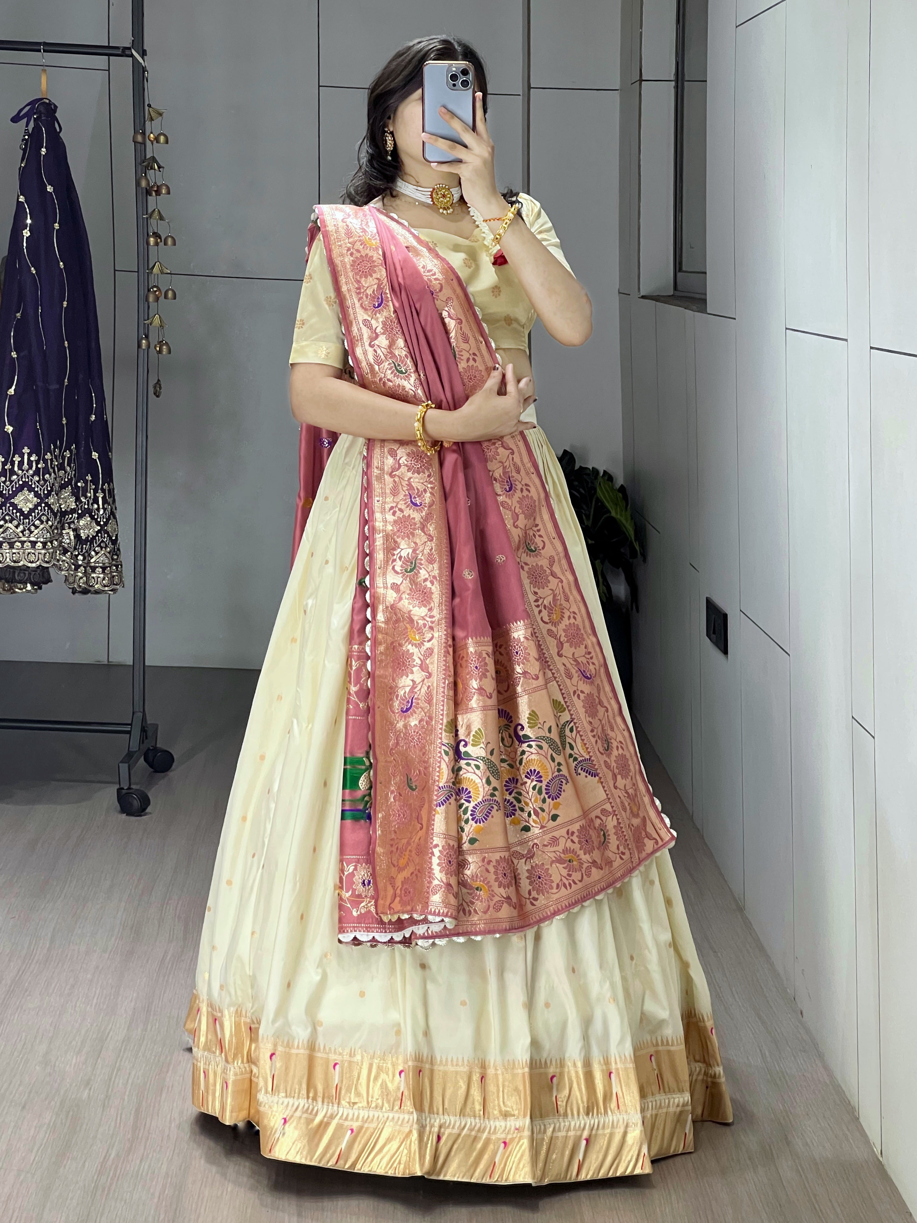Designer Paithani Silk Lehenga With Unstitched Blouse