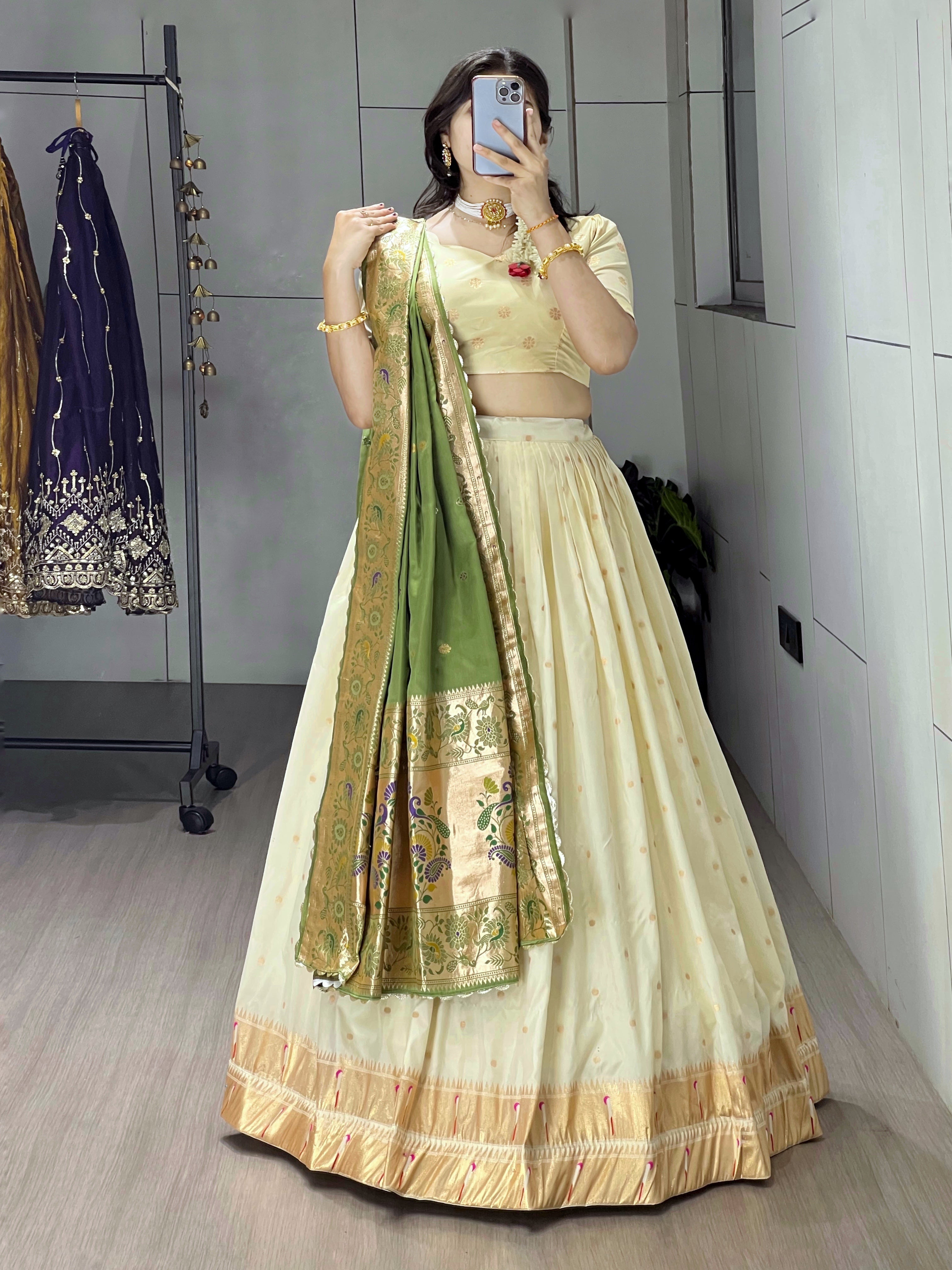 Designer Paithani Silk Lehenga With Unstitched Blouse