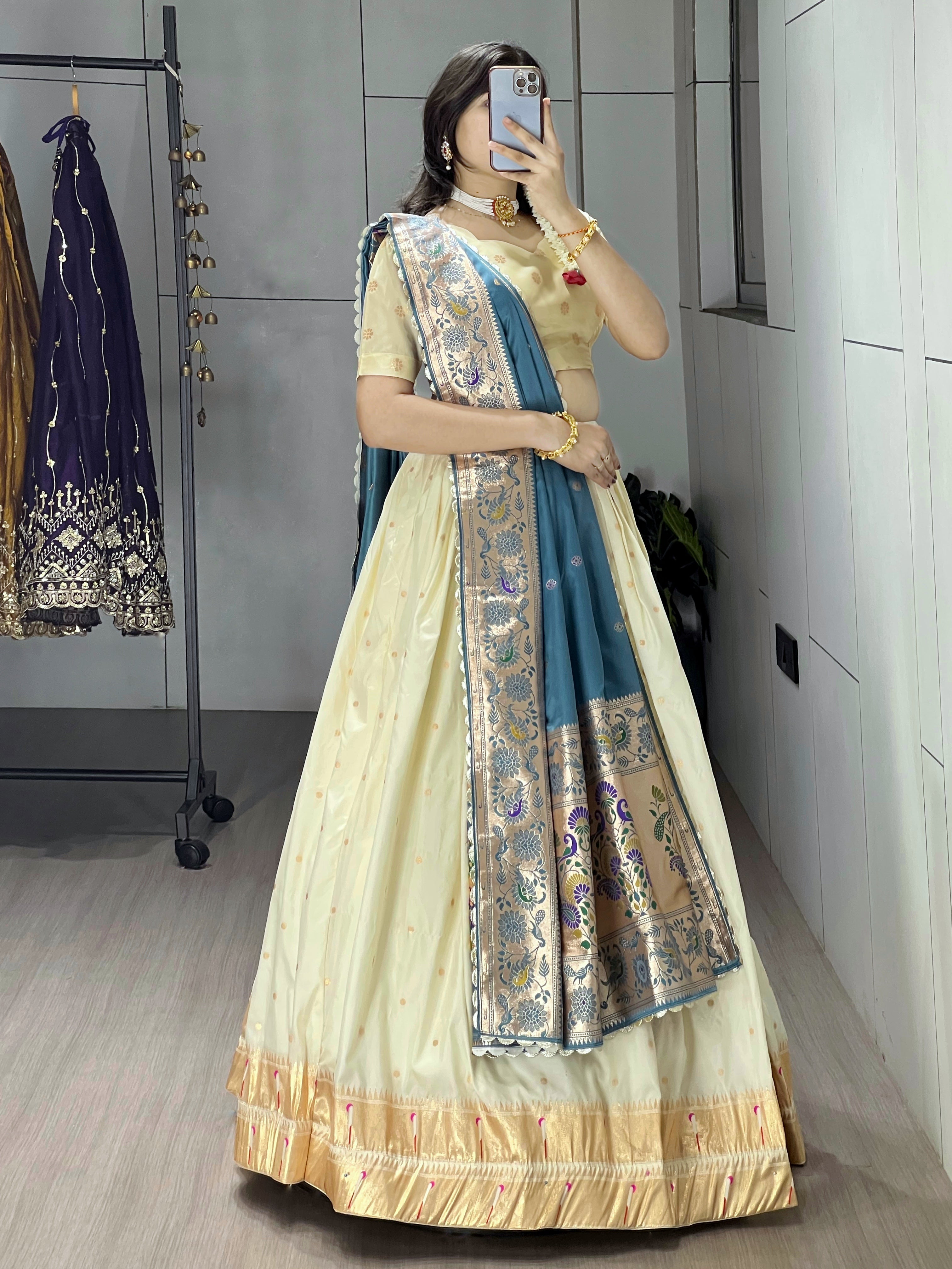 Designer Paithani Silk Lehenga With Unstitched Blouse