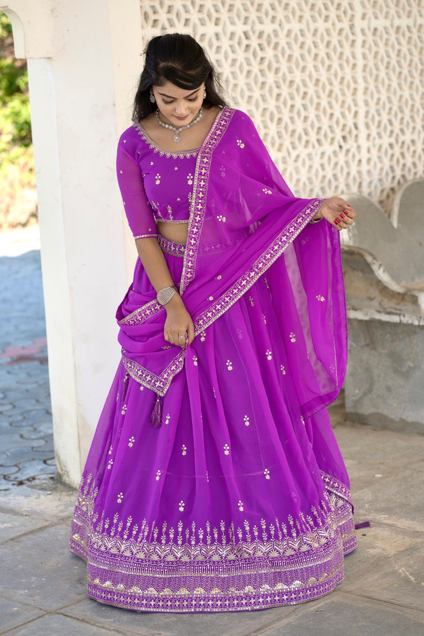 Classical Embroidery Lehenga Choli With Unstitched Blouse
