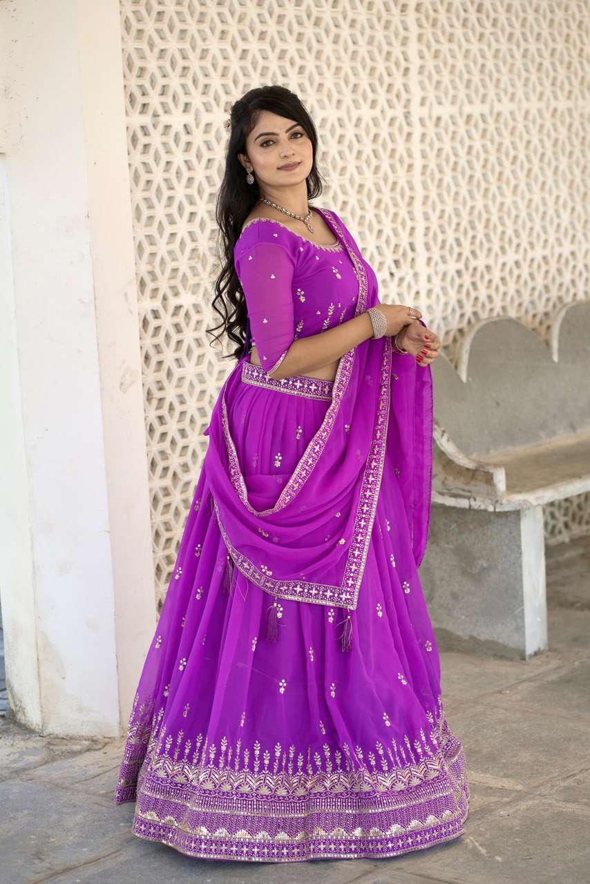 Classical Embroidery Lehenga Choli With Unstitched Blouse