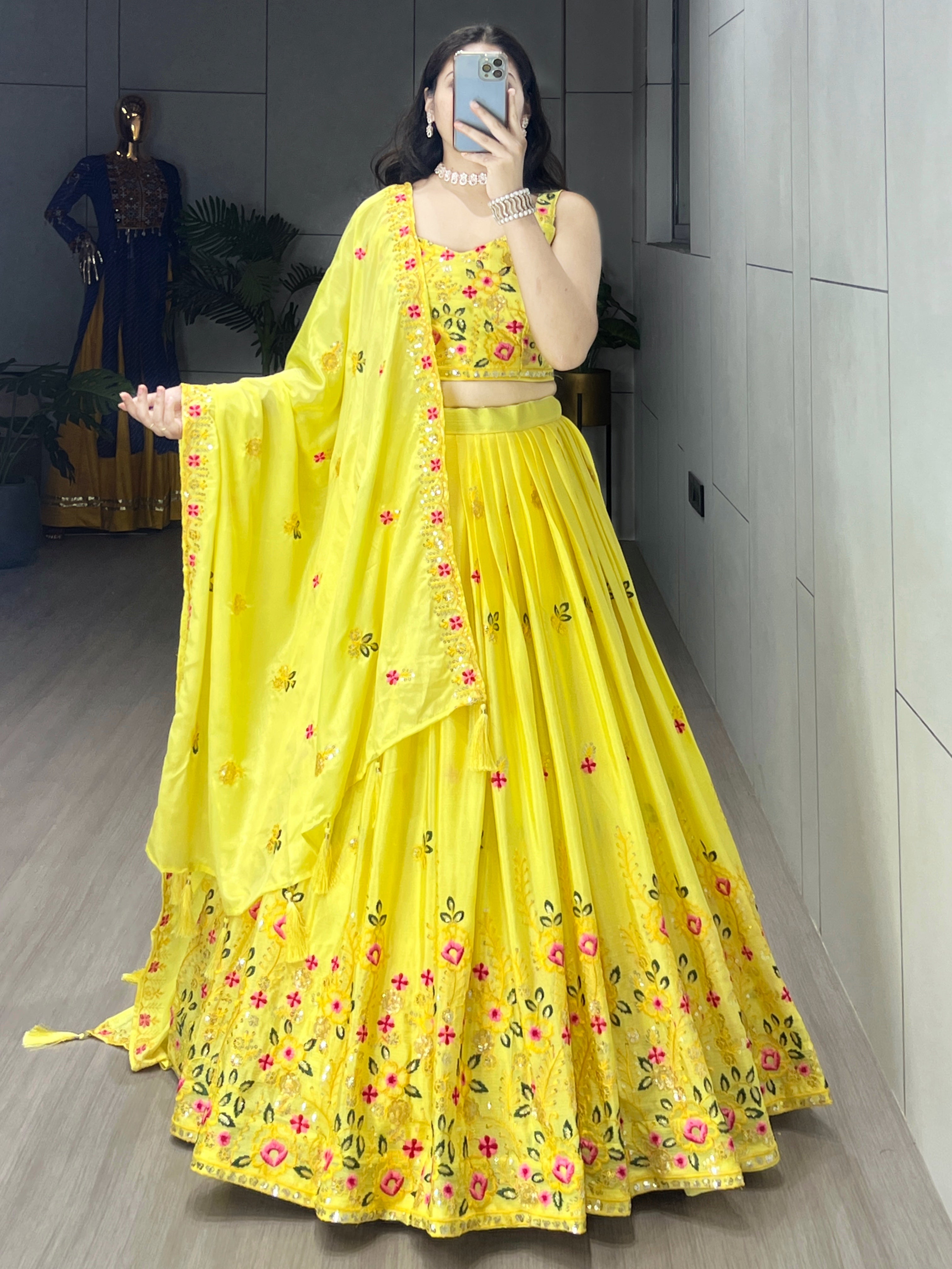 Wedding Collection Yellow Embroidery Lehenga Choli