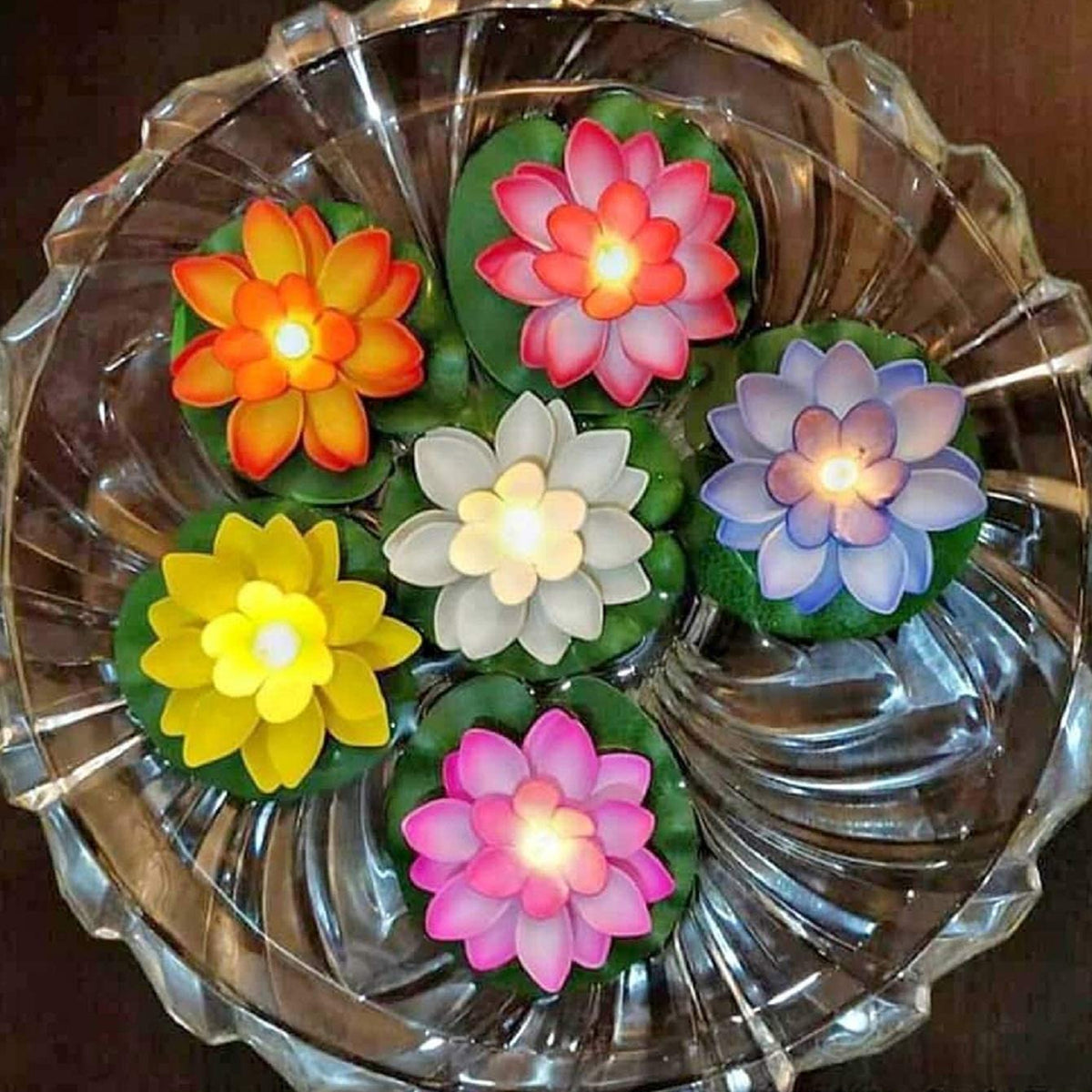 Water Floating Smokeless Candles Lotus Flowers Sensor Led Tealight For Outdoor And Indoor Decoration - Pack Of 6 Candle Candle (Pack Of 6)
