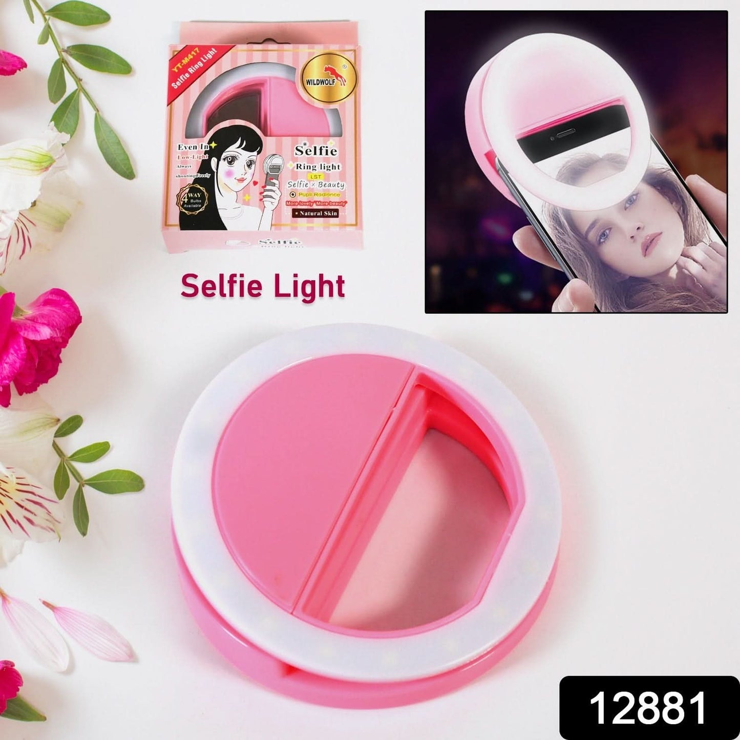 Battery Selfie Ring Light for Phone – 3 Brightness Levels