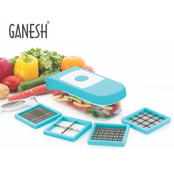 Ganesh 7 In 1 Plastic Vegetable Dicer Blue