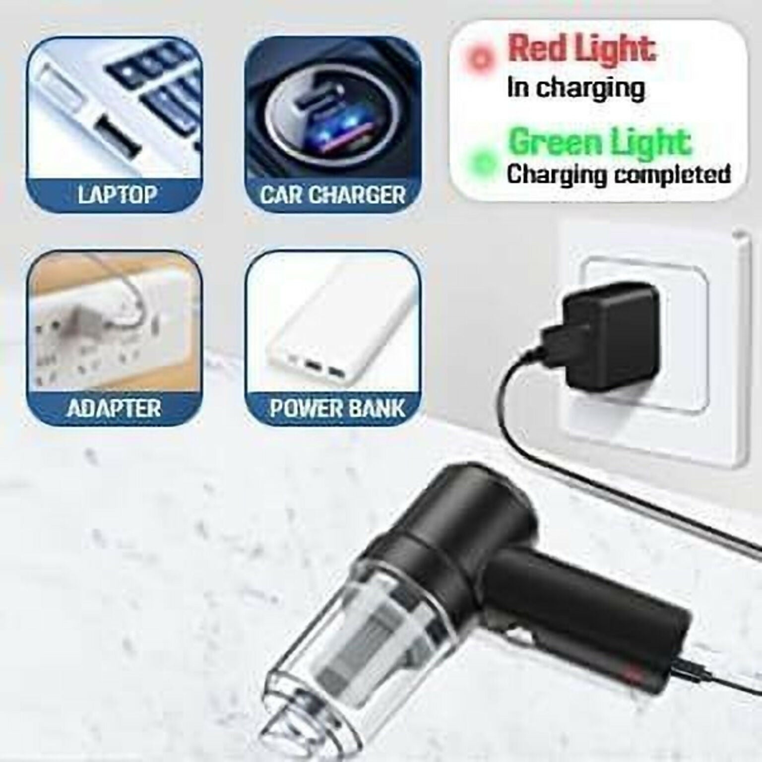 3-in-1 Portable Mini Vacuum Cleaner - Rechargeable Handheld Cleaner with Accessories