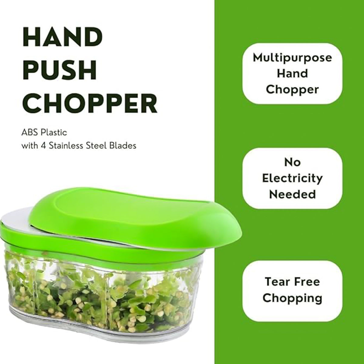Manual Hand Push Garlic Cutter & Vegetable Chopper for Multi-Blade Mini Food Chopper with Transparent Container (1 Pc)