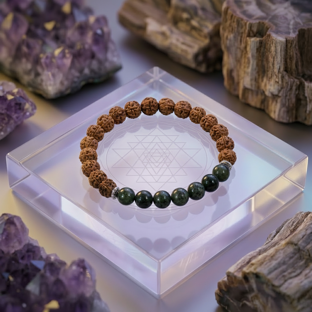 Rudraksha Gem Energy Bracelet for Protection, Positivity & Spiritual Balance – Natural Beaded Healing Bracelet (Unisex)