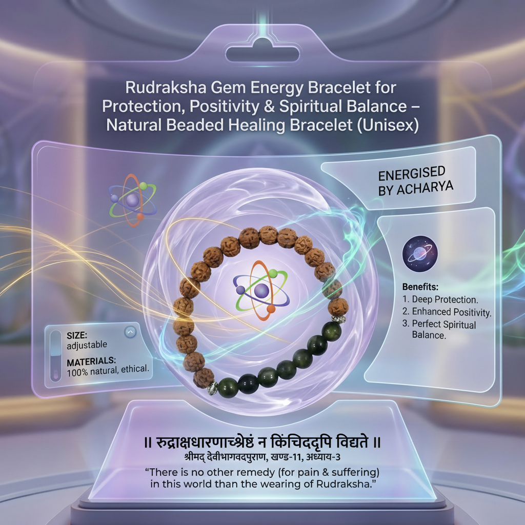 Rudraksha Gem Energy Bracelet for Protection, Positivity & Spiritual Balance – Natural Beaded Healing Bracelet (Unisex)
