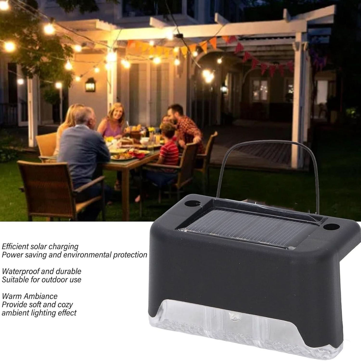 Solar Decorative Lights Waterproof Durable Garden Atmosphere Lights Stair Lights Railing Lights Step Steps Lights For Outdoor Patio Courtyard Stair Step Fence Patio Stairsyard Garden Pathway ( 4 Pc Set) HP DD