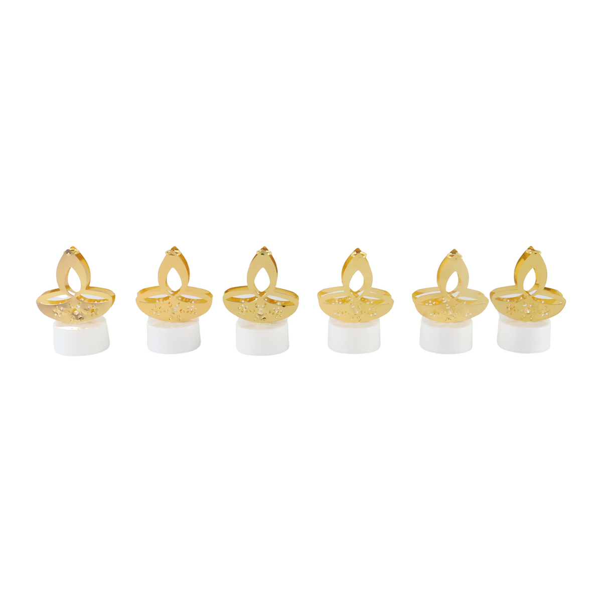 Set of 6 Golden Diya Shaped LED Tealight Candles – Flameless Decorative Festival Lights for Home (6 Pc)