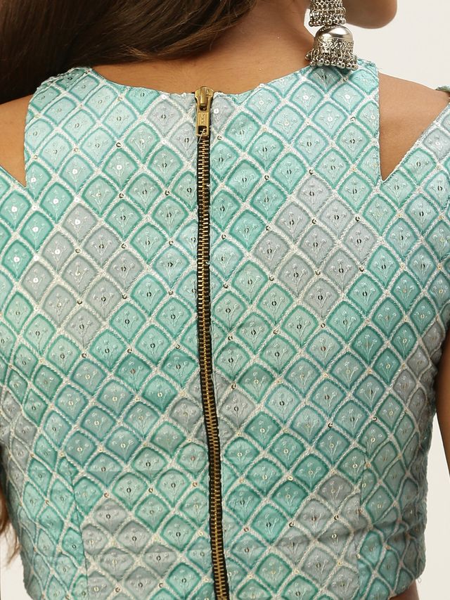 Bollywood Vogue Ready To Wear Multicolored Georgette Embroidered Lehanga Set