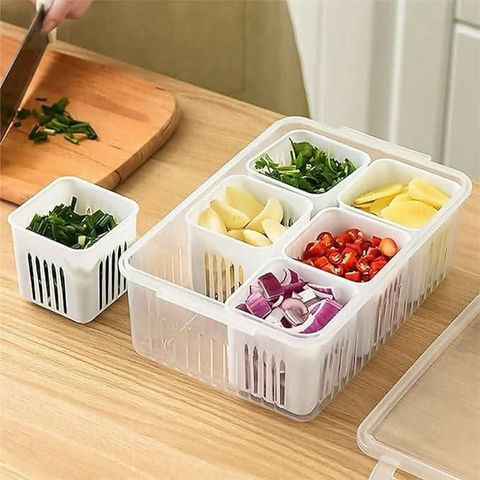 Refrigerator Storage Containers with 6 Drain Basket Riva Enterprise