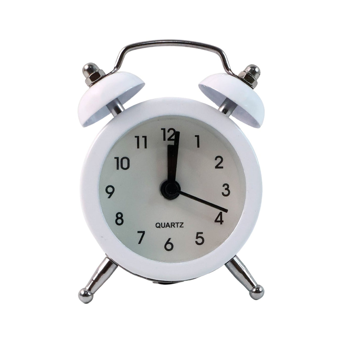 Small Classic Twin-Bell Analog Alarm Clock – Quartz Table Clock with Loud Ringer, Metal Bells & Legs - (1 Pc) HP DD