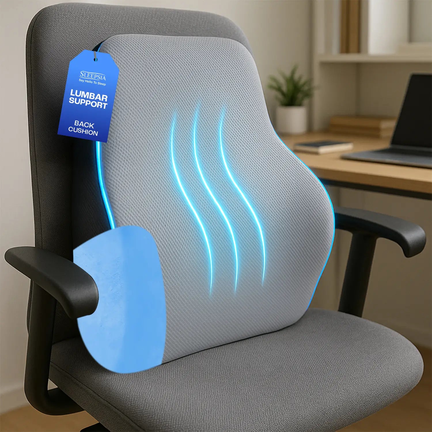 Sleepsia Memory Foam Back Support for Office Chair | Lumbar Support for Office Chair, Car Seat Back Support,(Gel Infused, Grey/Black)