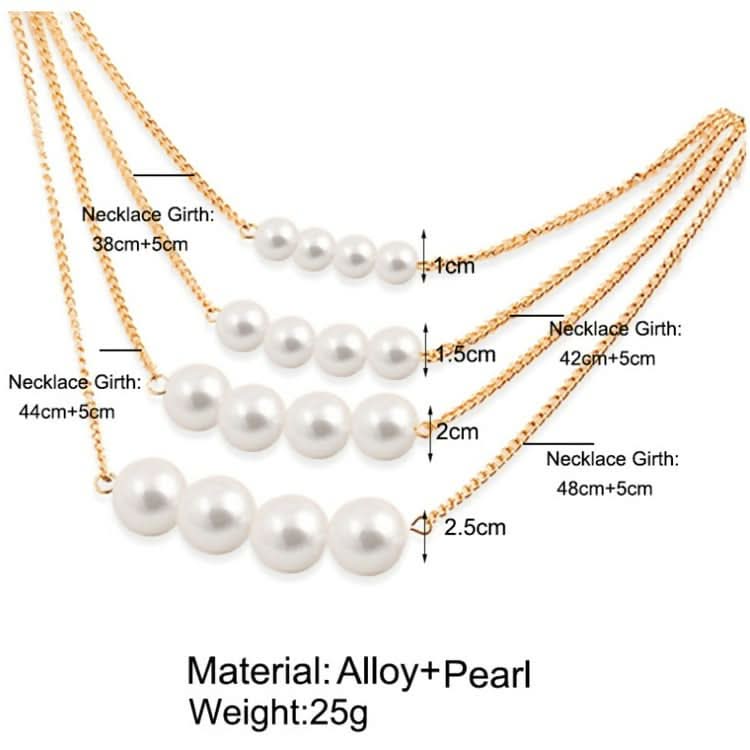 Golden Glamour & Pearls: 5 Layer Zeus Chain Necklace Set of 2 Elegant Jewelry Set for Women pinapes
