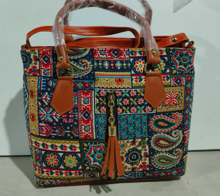 Handled Printed Shopping Bag for women (TPT) NATIONALBAGS & BELTS