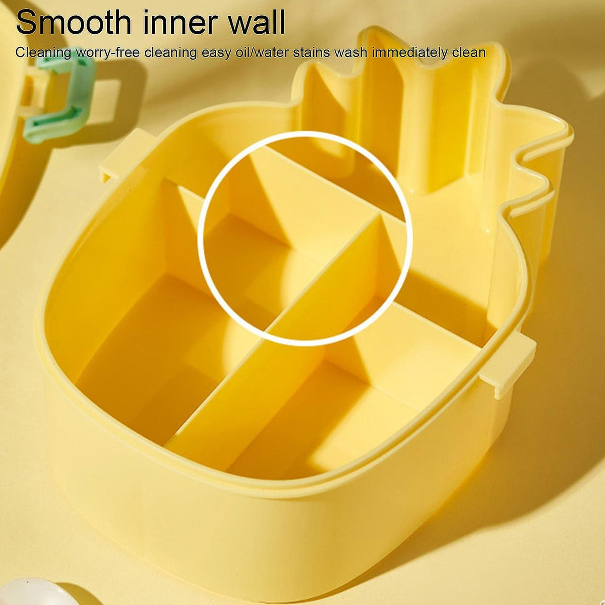 Kids Lunch Box Cute Pineapple Shaped Bento Box With Fork Spoon Snack Candy Container Microwave Portable Office Lunch Box (1 Pc With Spoon Fork Color Box) HP DD