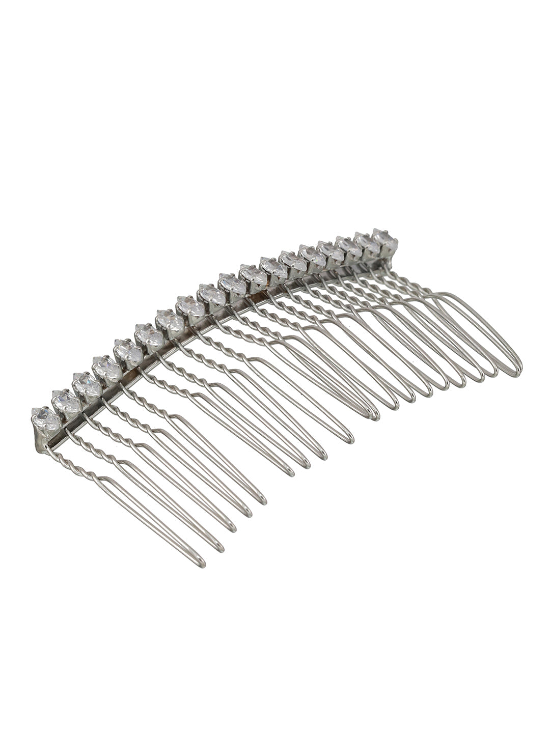 Women White & Silver-Toned Embellished Comb Pin