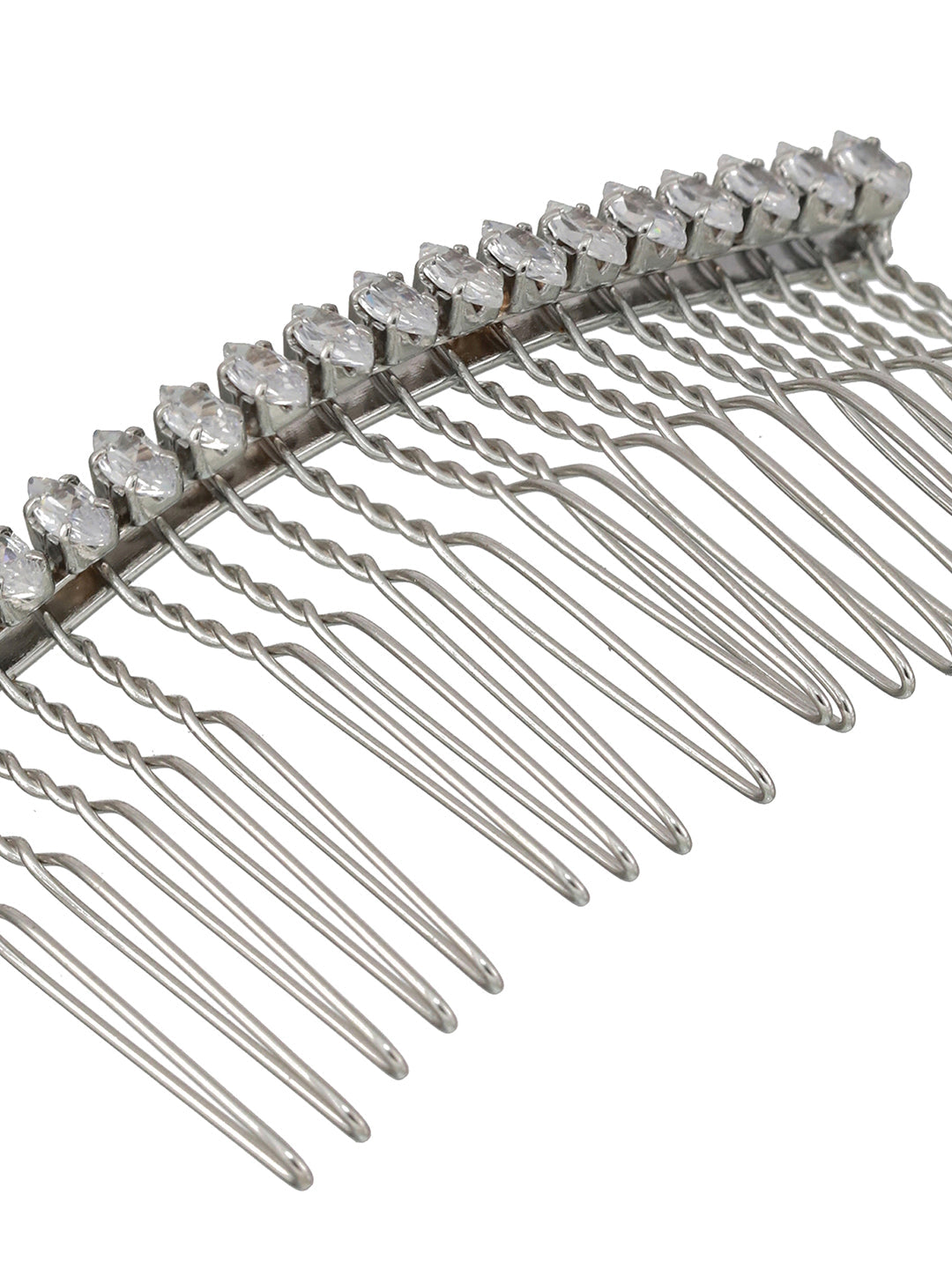 Women White & Silver-Toned Embellished Comb Pin