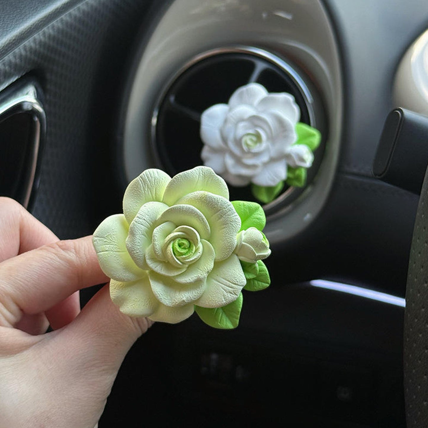Elegant Rose Flower Car Air Freshener Clip For Ac Vent With Perfume Bottle 10ml(1 Pc) HP DD