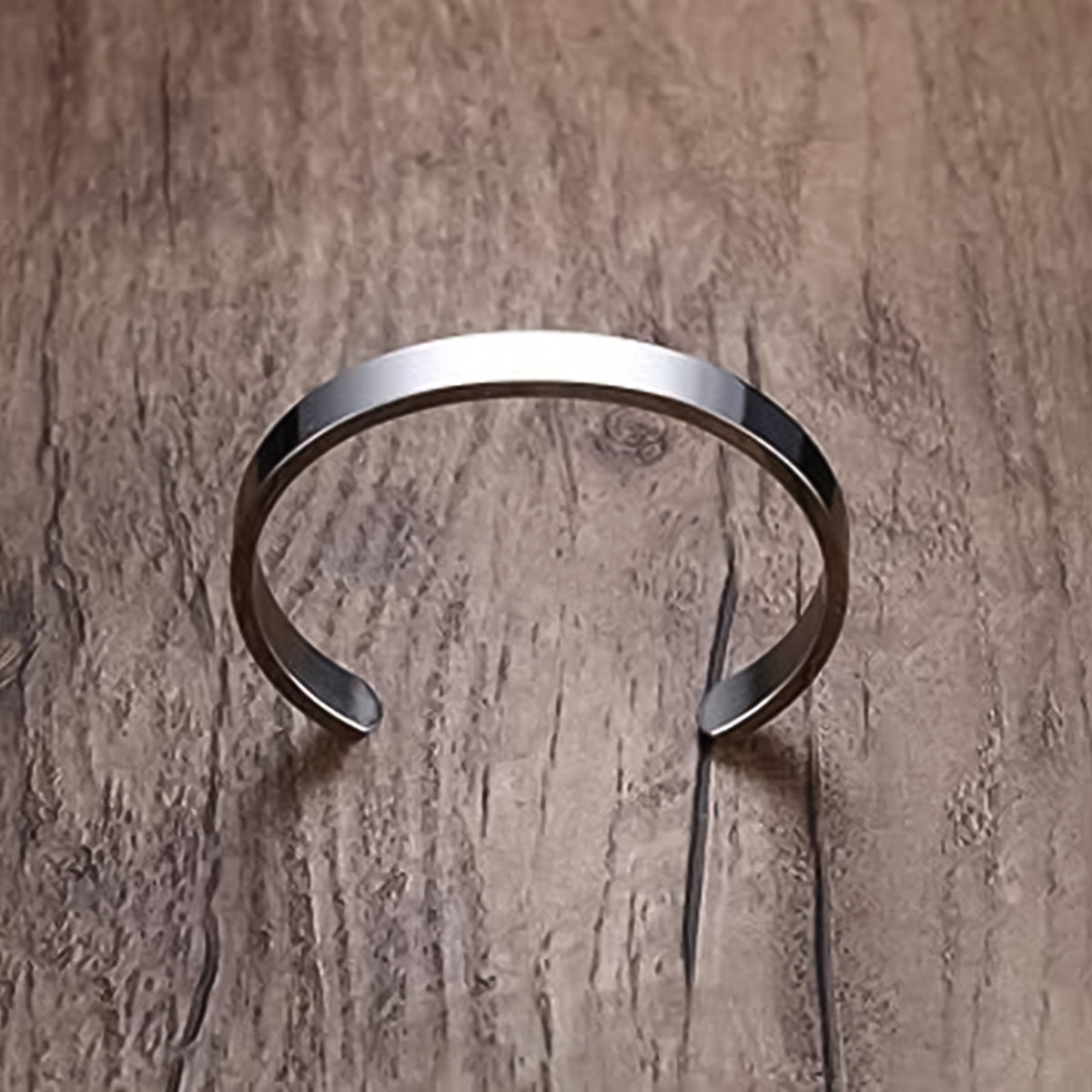 Minimalist Polished Open-Ended Silver-Tone Stainless Steel Bracelet (KADA) for Men and Women(1 Pc)