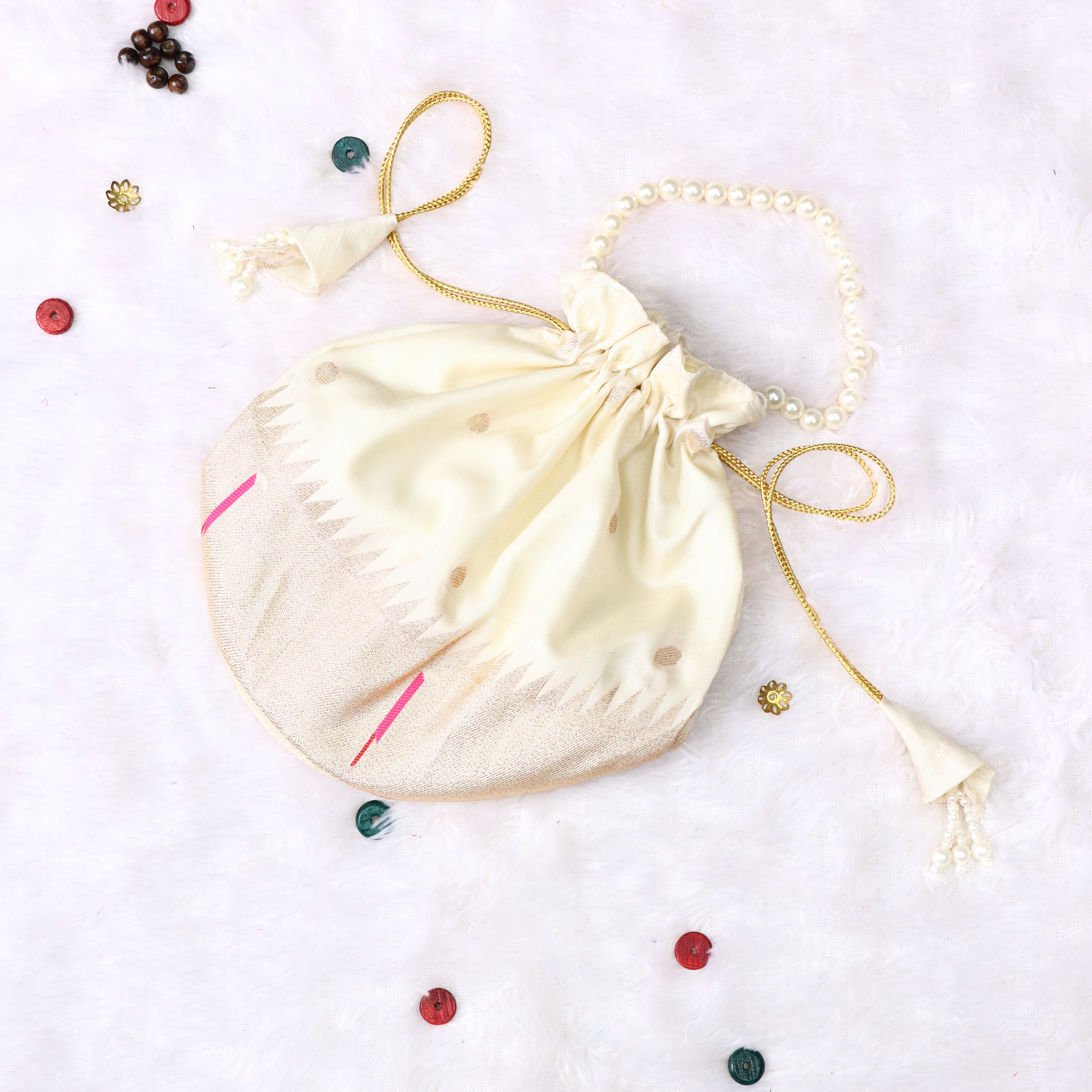 Paithani Silk Designer Batwa with Pearl Handle