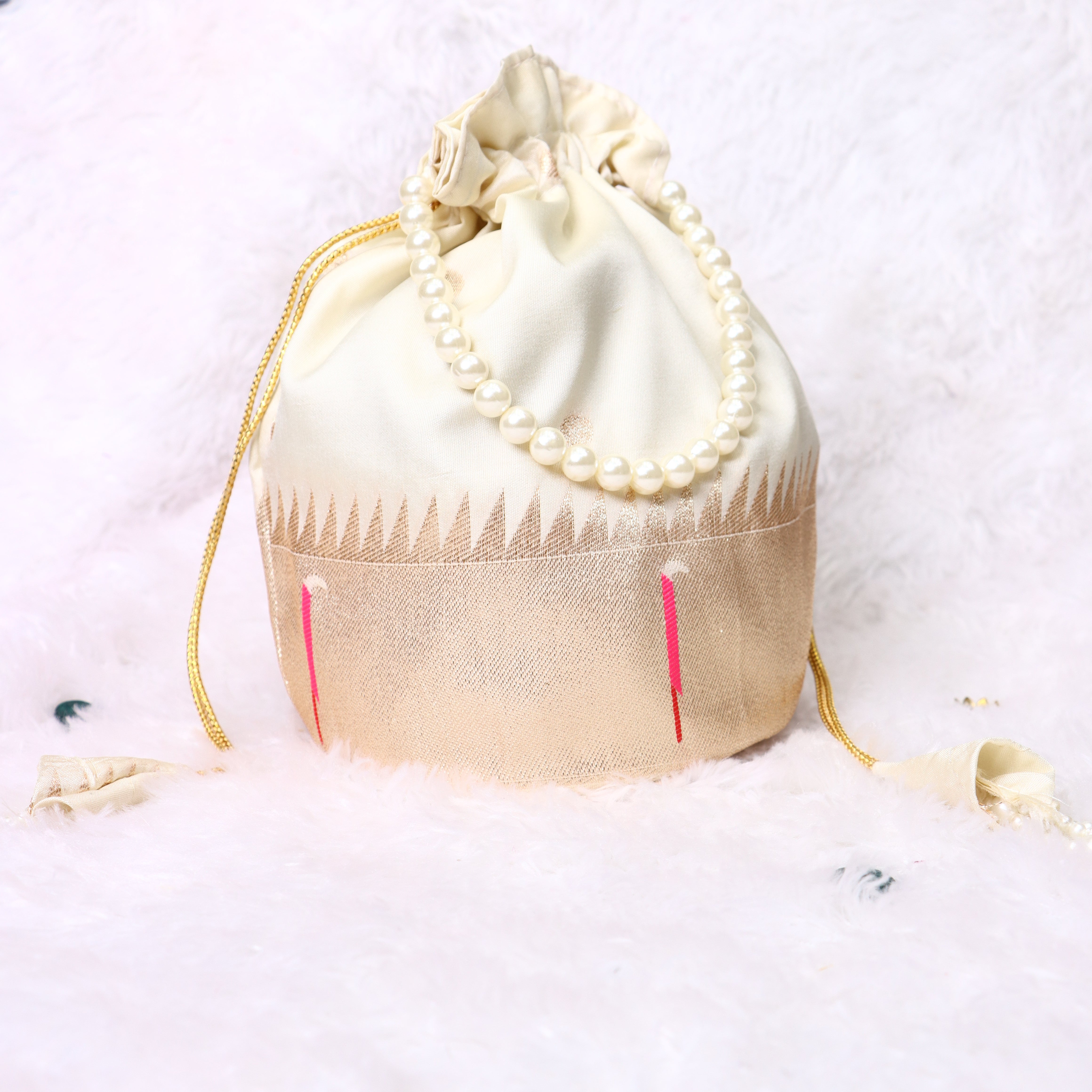 Paithani Silk Designer Batwa with Pearl Handle