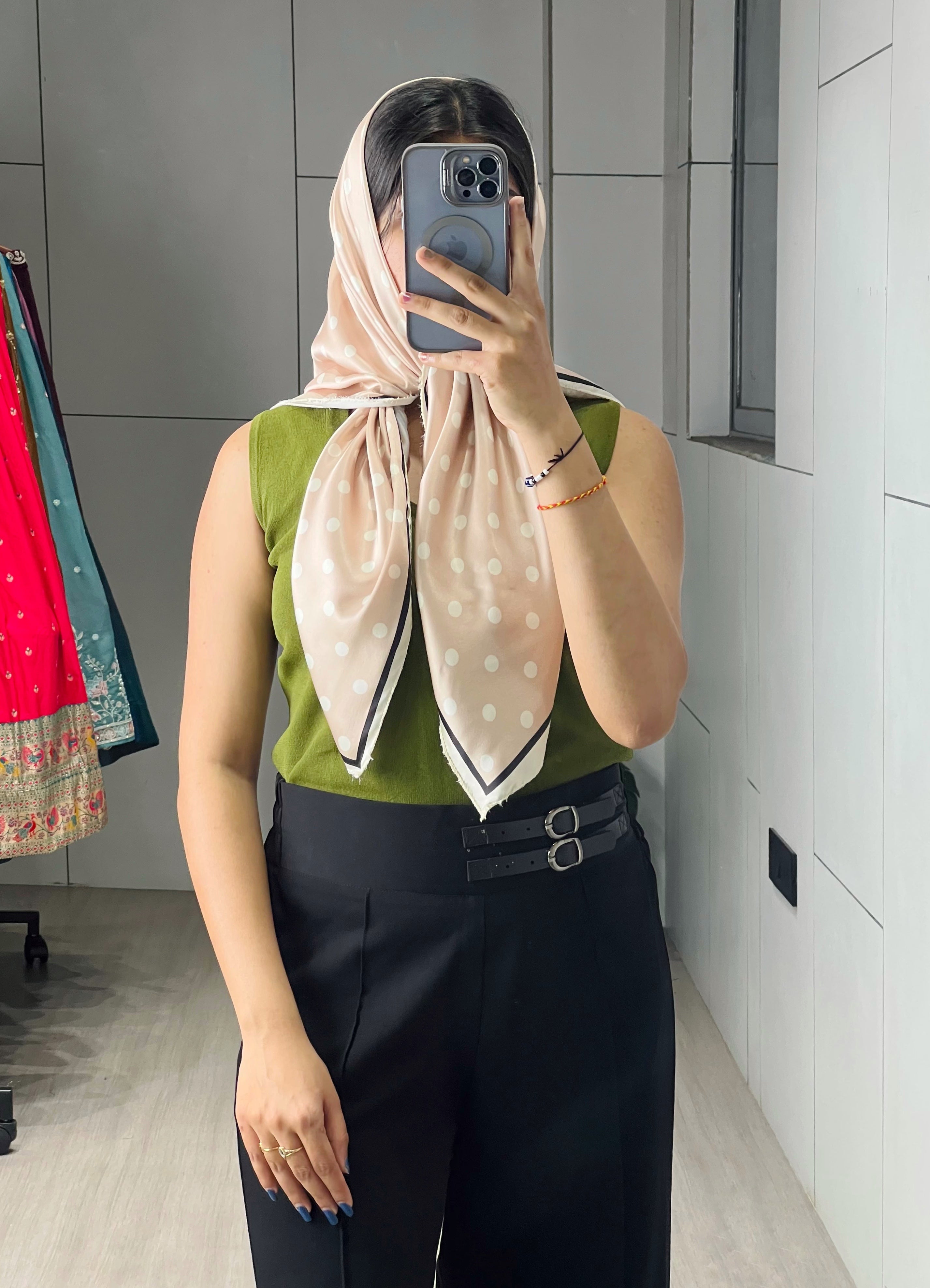 Satin Printed Geometric Scarves