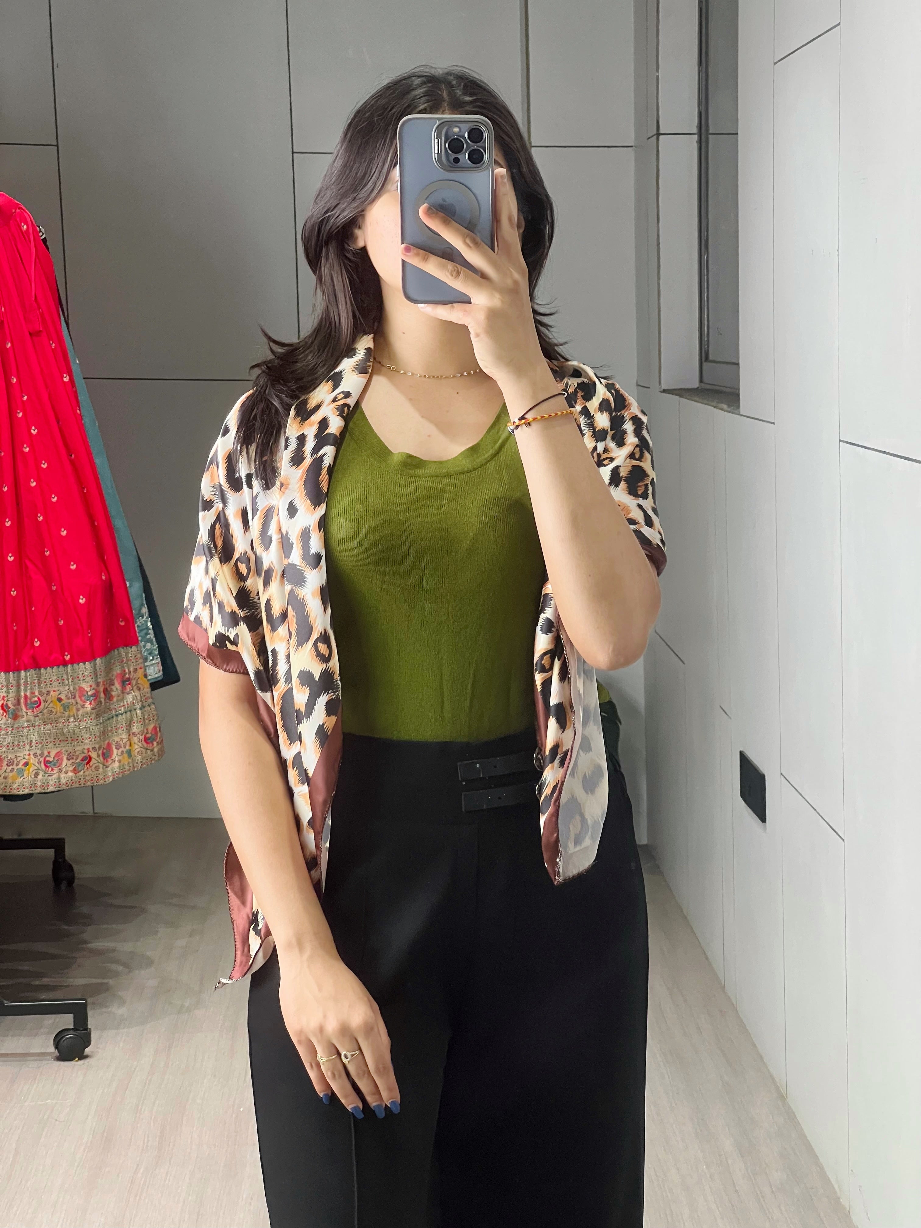Satin Printed Geometric Scarves
