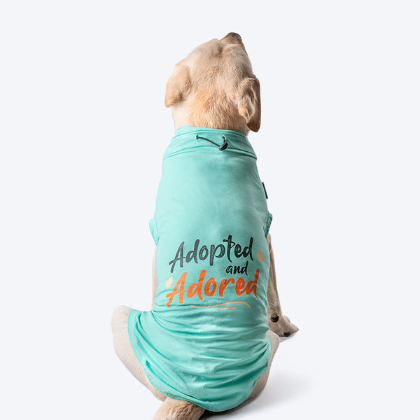 HUFT Adopted And Adored T-shirt For Dog - Light Blue - Heads Up For Tails