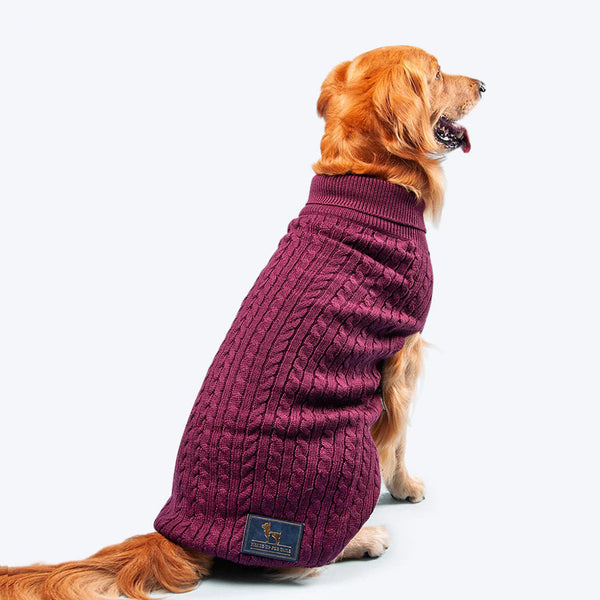 HUFT Cable Knit Dog Sweater - Mauve - Heads Up For Tails
