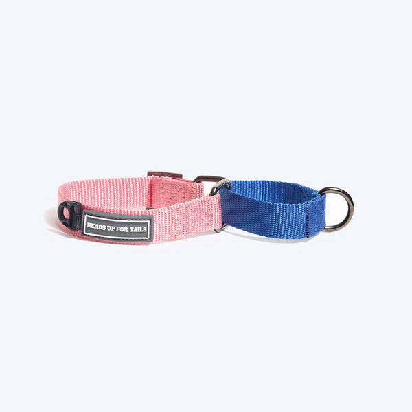 HUFT Martingale Dog Collar - Pink and Navy - Heads Up For Tails