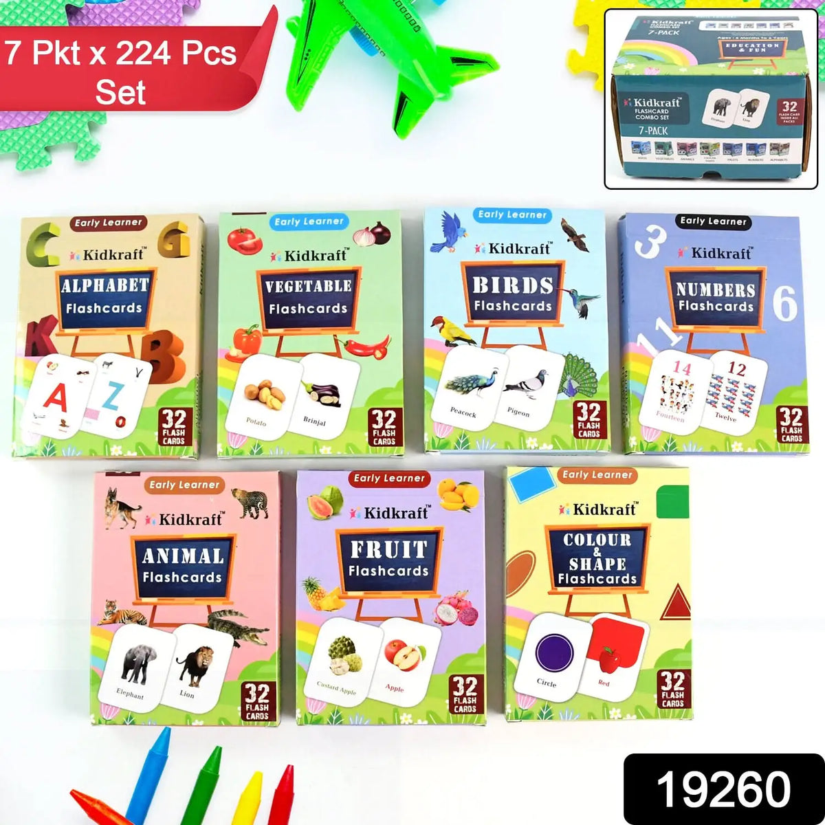 7-in-1 Kidkraft Early Learner Flashcard Combo Set ( 224 Pc Card) HP DD