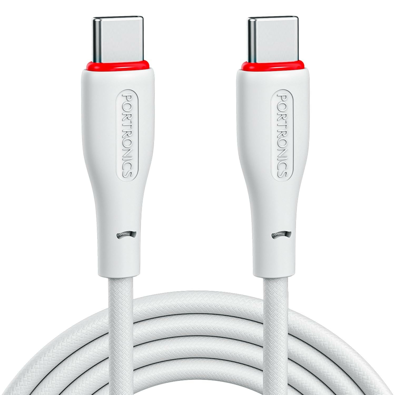 Portronics 100W Konnect B 1.5M Type C to Type C 5A Fast Charging Cable With E-Marker Chipset, Strong Braided Cable Halfpe Deals